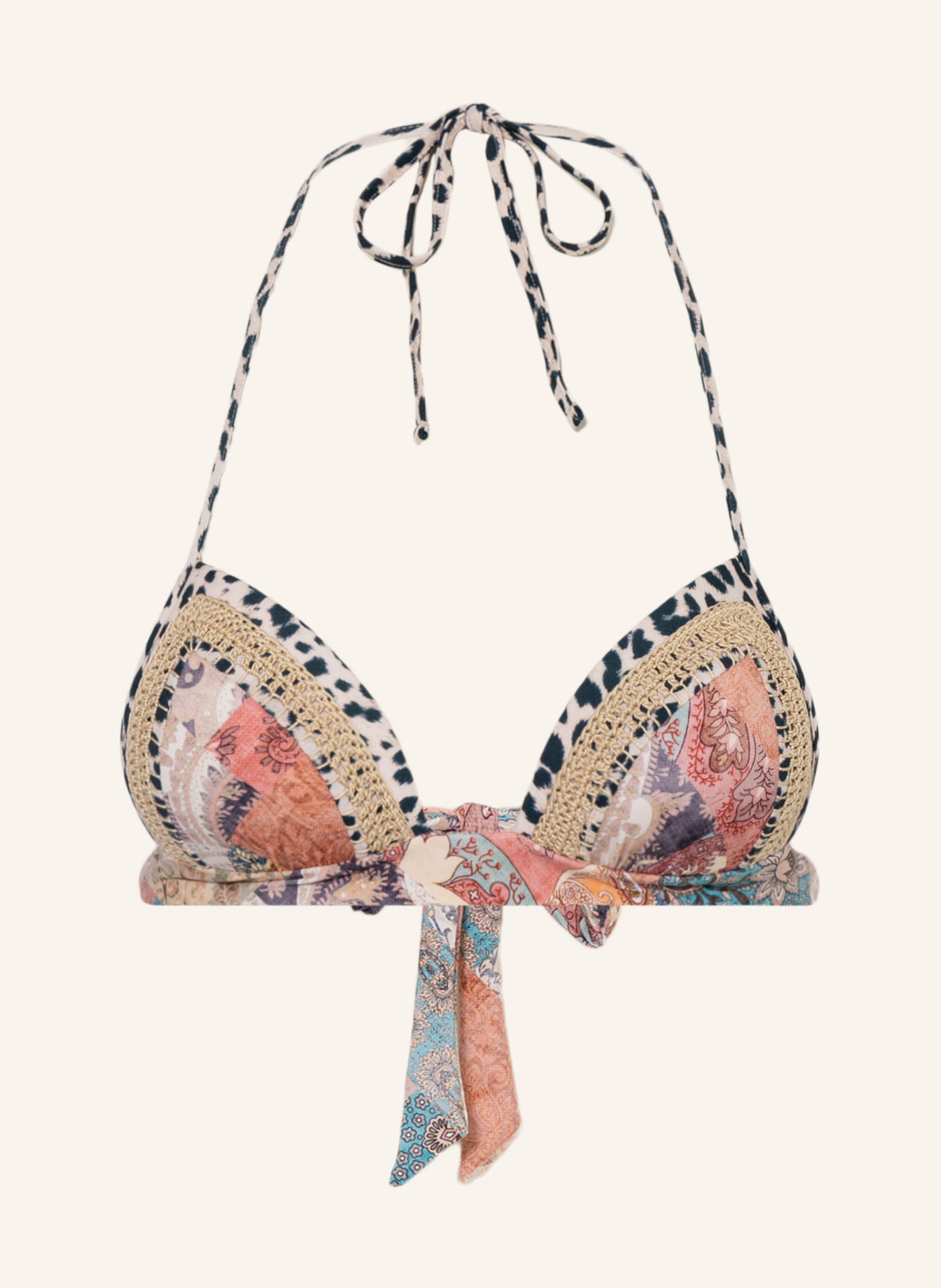 Watercult Push Up Bikini Top Paisley Savage In Light Red Light Orange