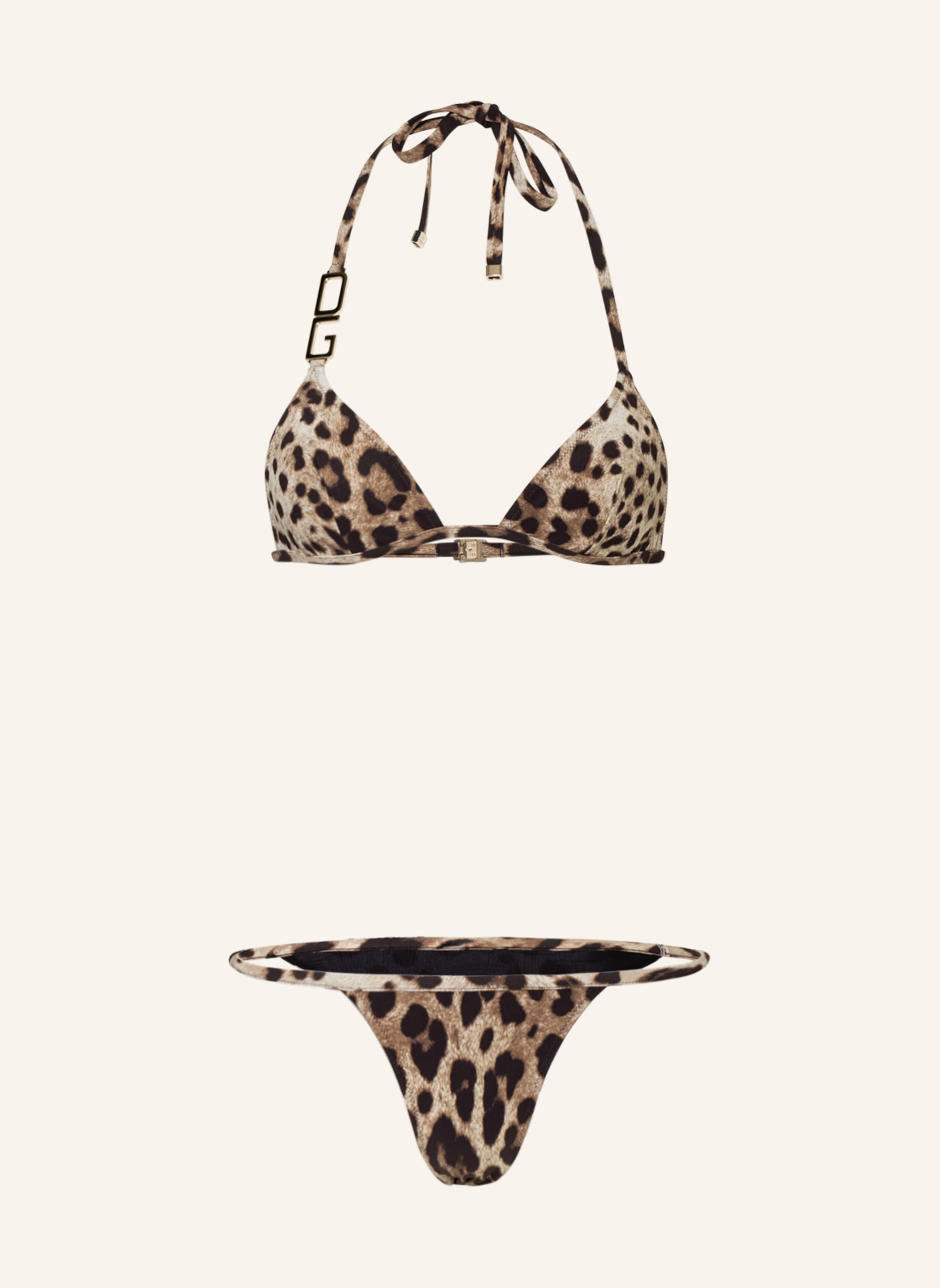 Dolce Gabbana Triangle Bikini In Black Beige