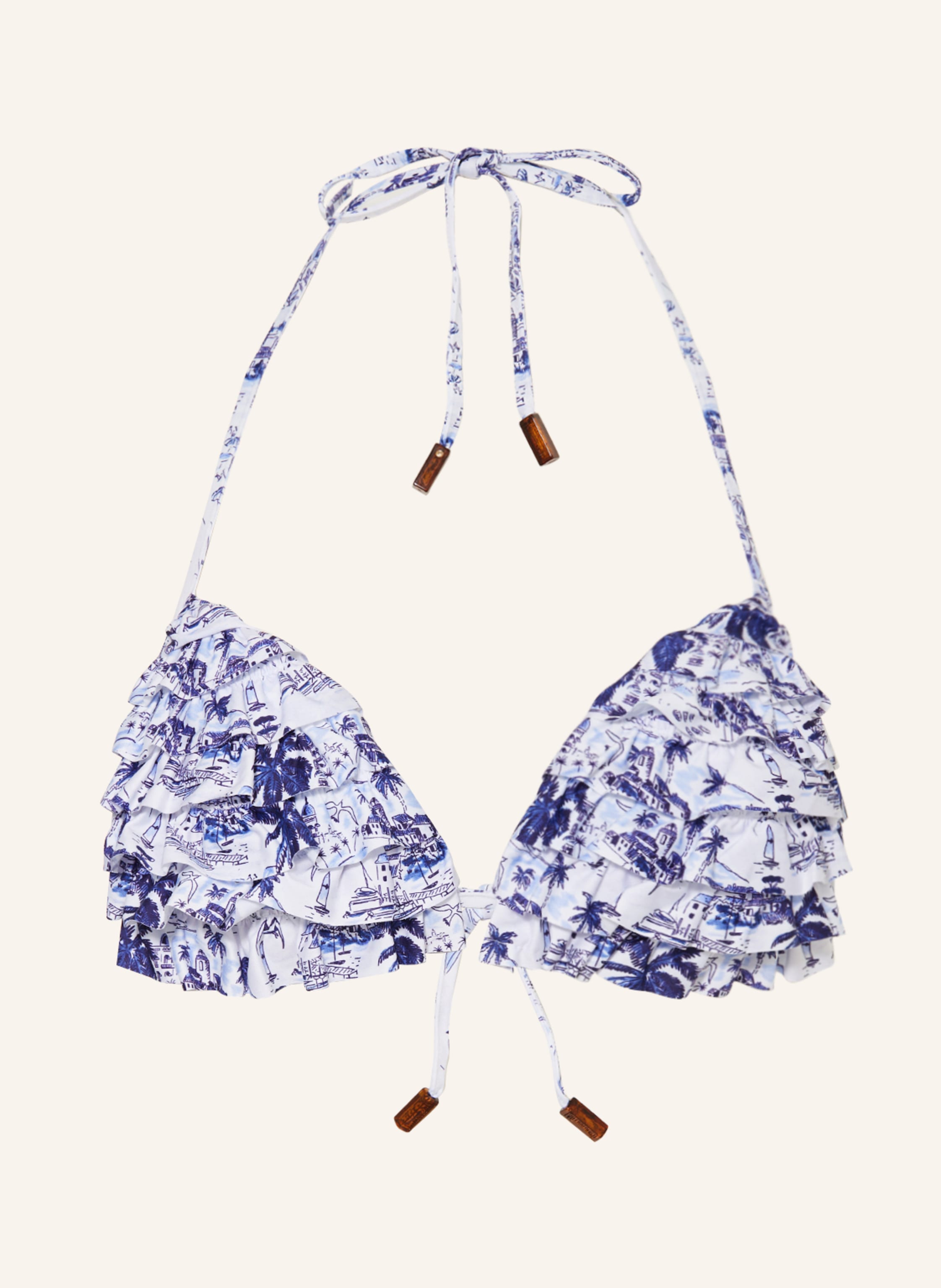 Vilebrequin Push Up Bikini Top Riviera Fleurly In Weiss Dunkelblau