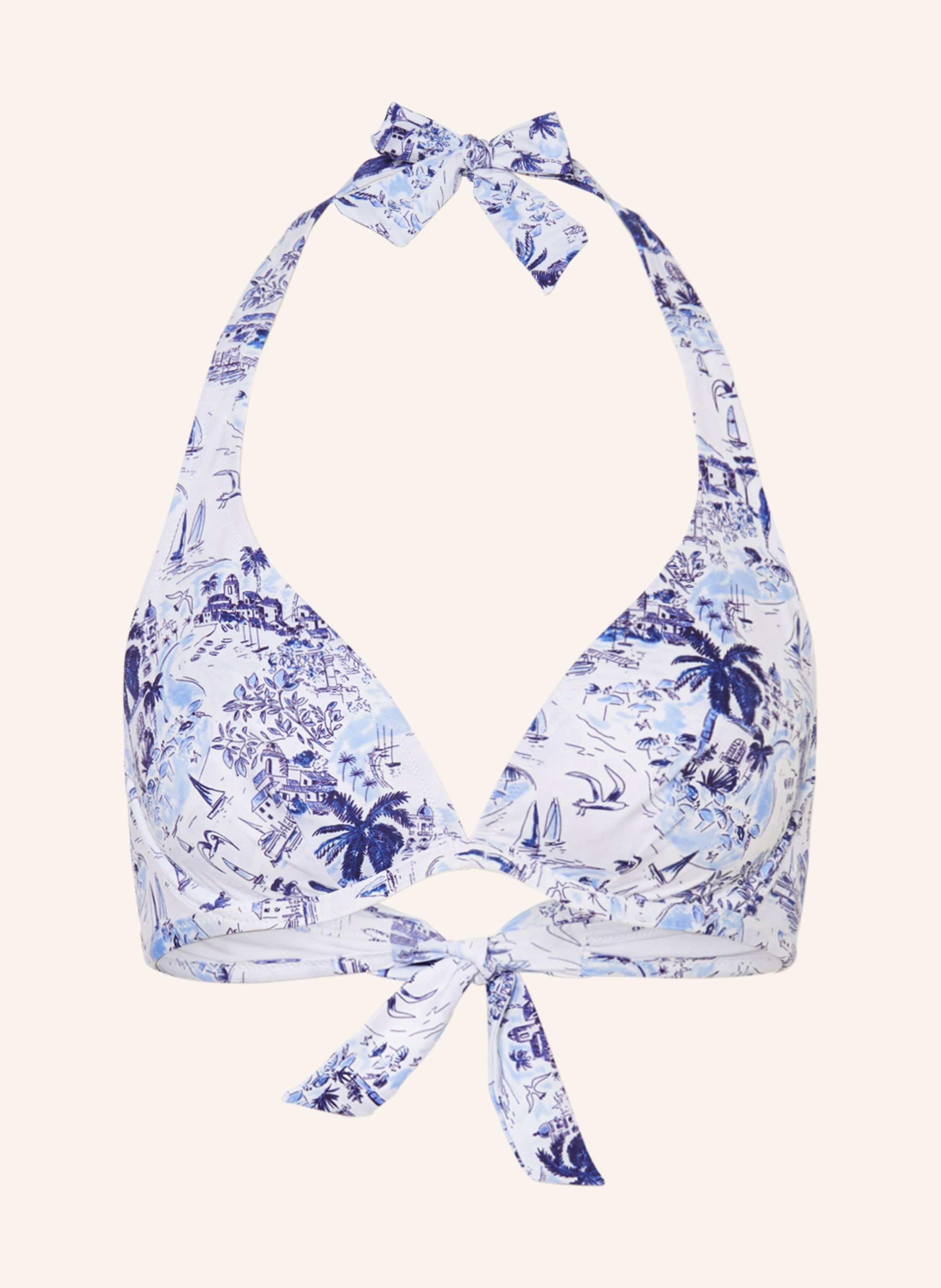 Vilebrequin Neckholder Bikini Top Riviera Faith In Weiss Dunkelblau
