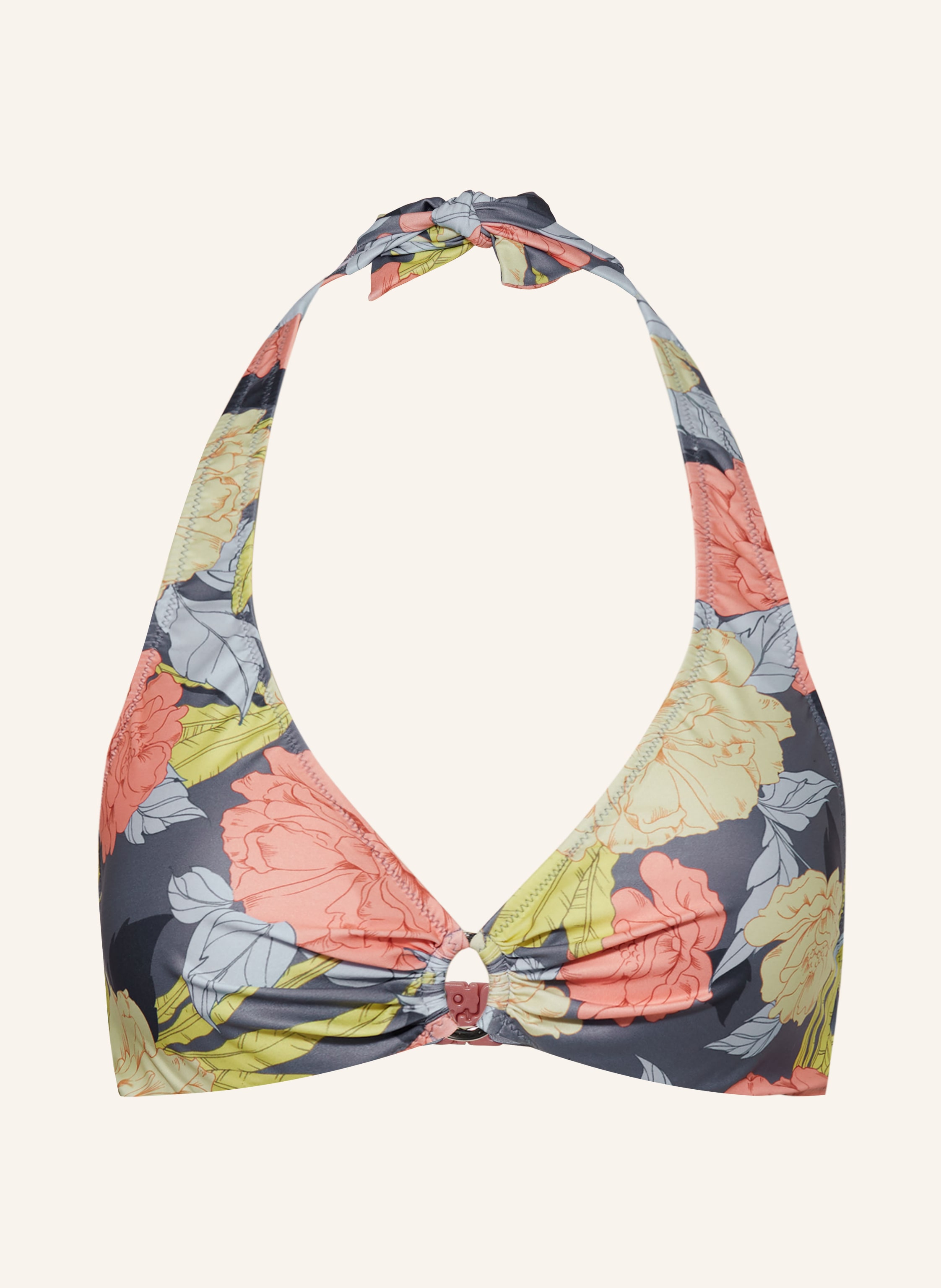 Lidea Neckholder Bikini Top Flower Nostalgia In Grau Gelb Orange