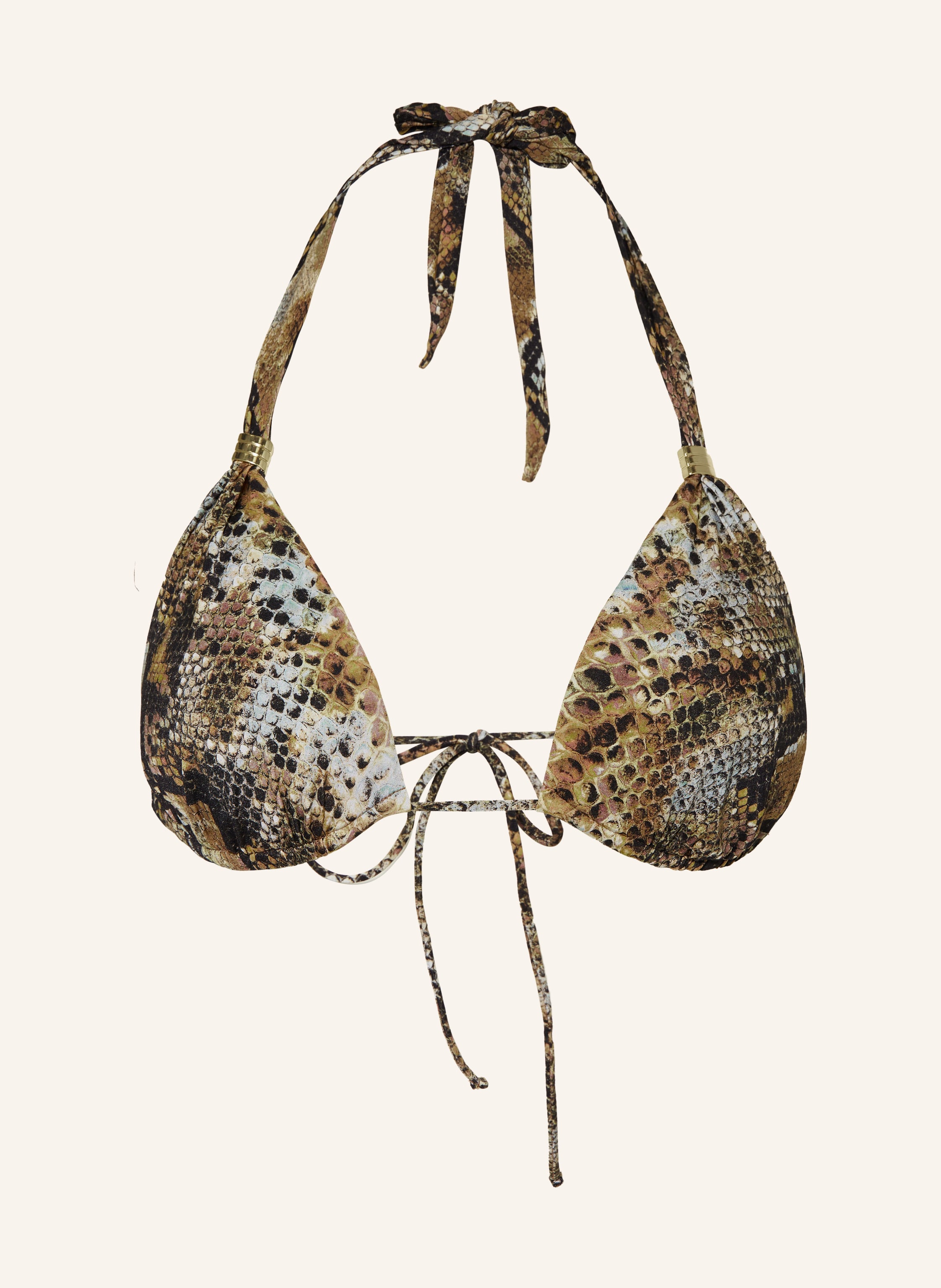 Maryan Mehlhorn Neckholder Bikini Top Serpent In Schwarz Dunkelgelb Mint