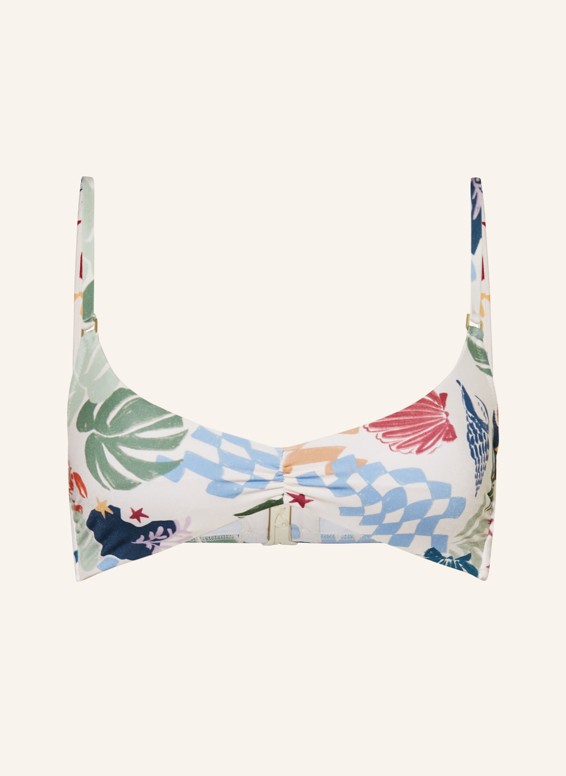 watercult Bralette Bikini Top SEASIDE TALES in ecru hellblau hellgrün