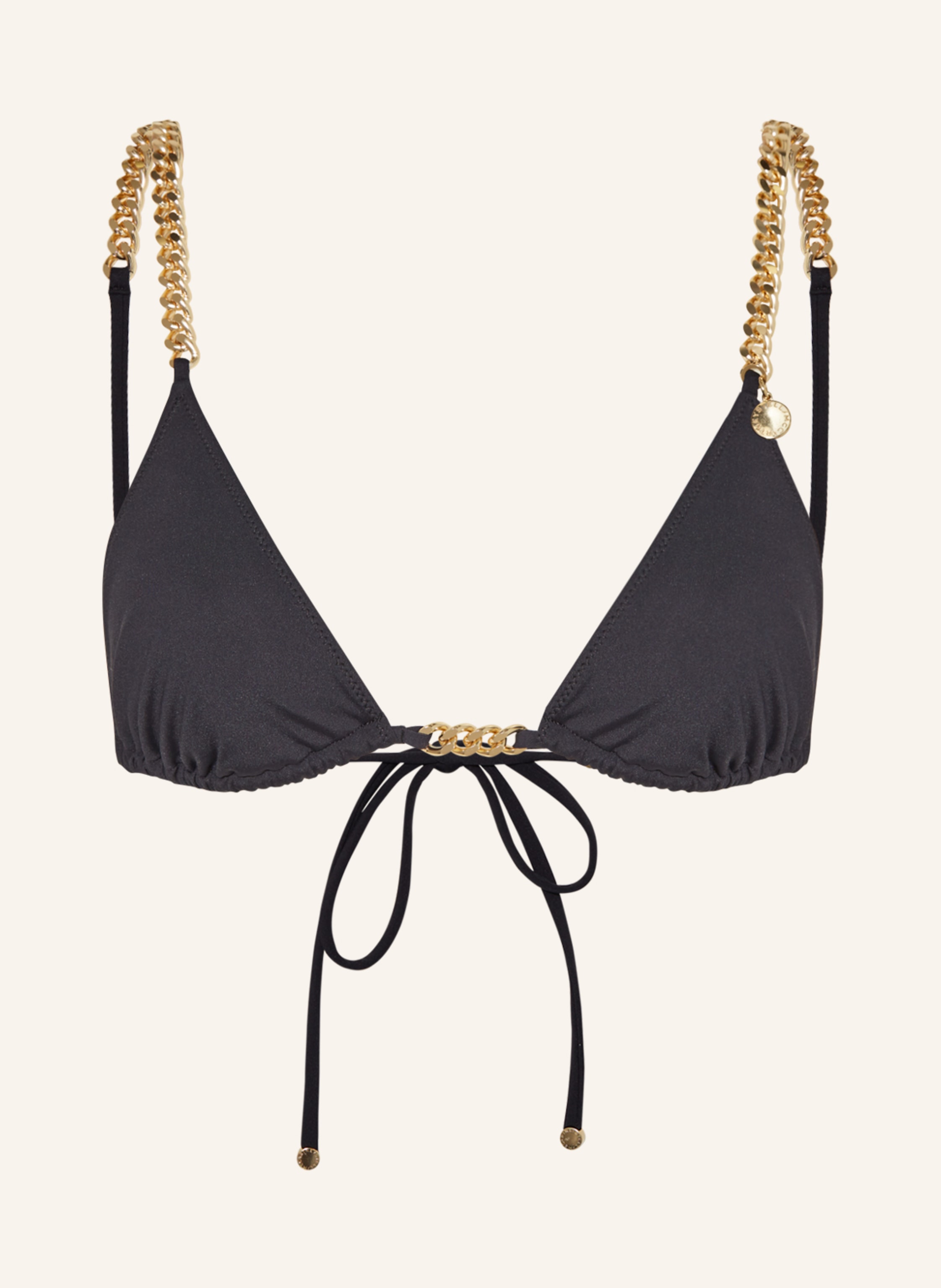 STELLA McCARTNEY SWIMWEAR Triangle Bikini Top In Black Gold