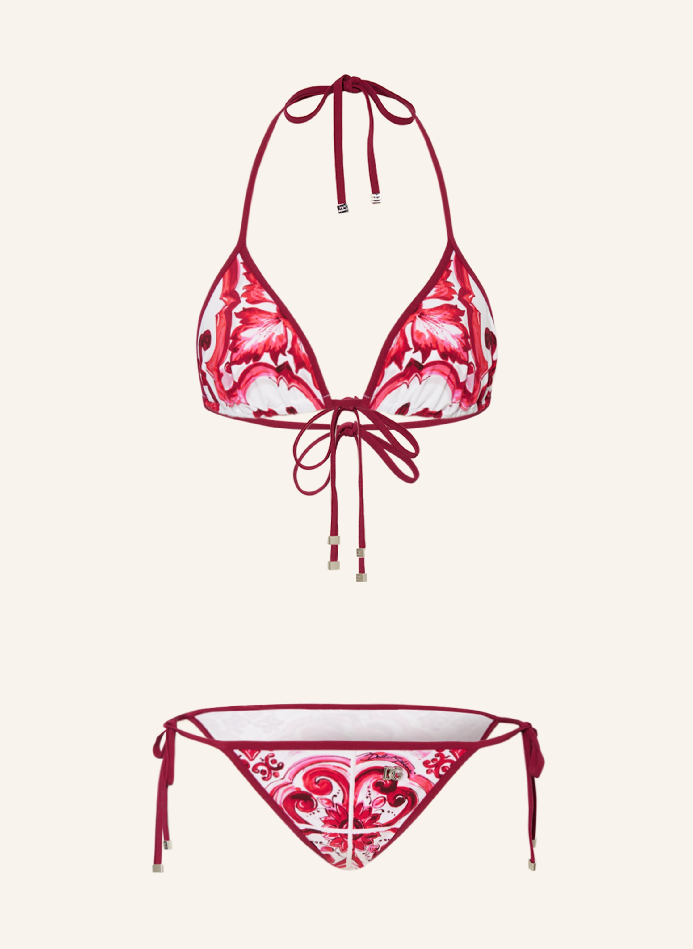 Dolce Gabbana Triangel Bikini In Fuchsia Pink Weiss Breuninger