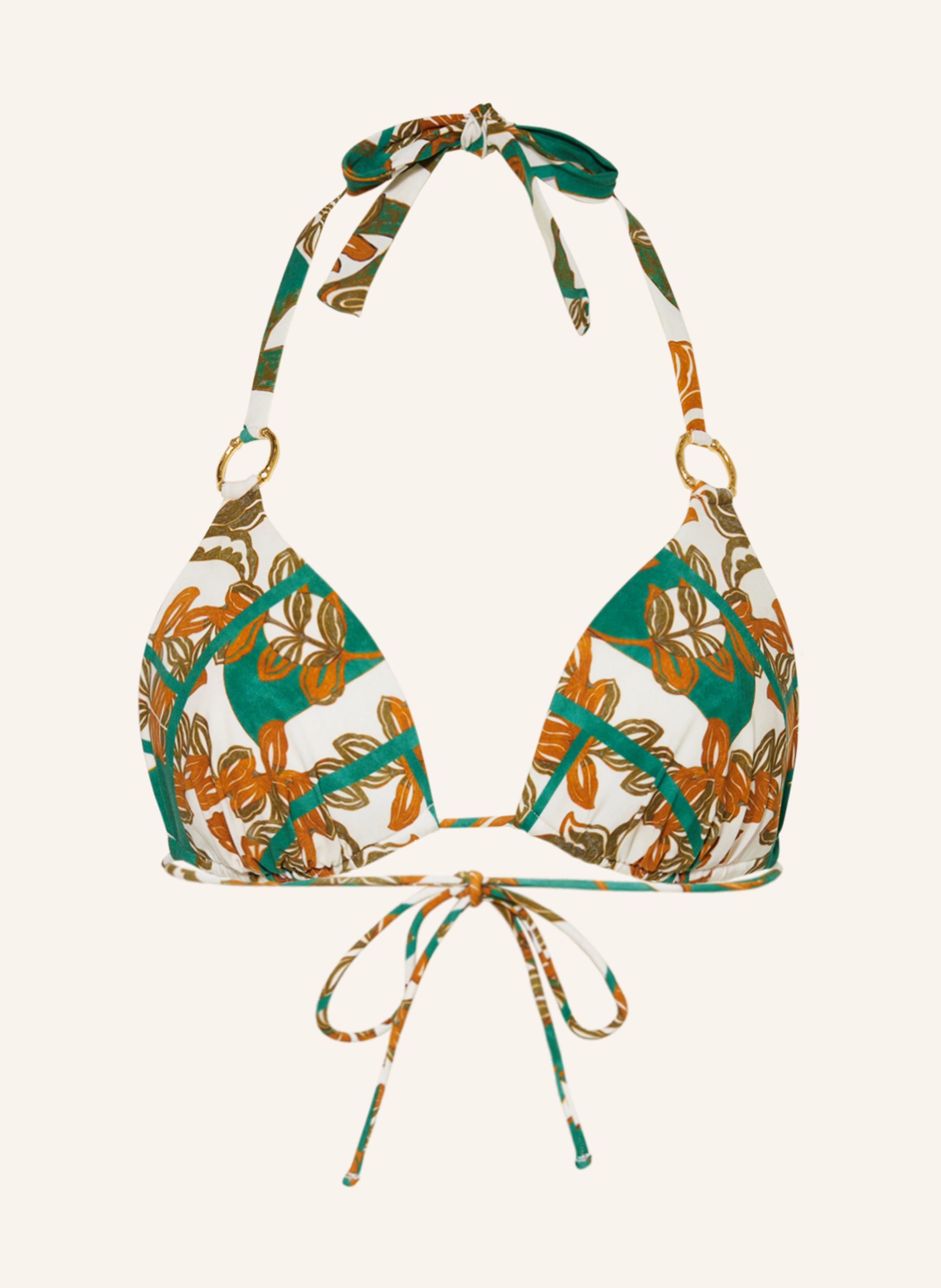 Maryan Mehlhorn Triangel Bikini Top Perceptions In Creme Gr N Cognac