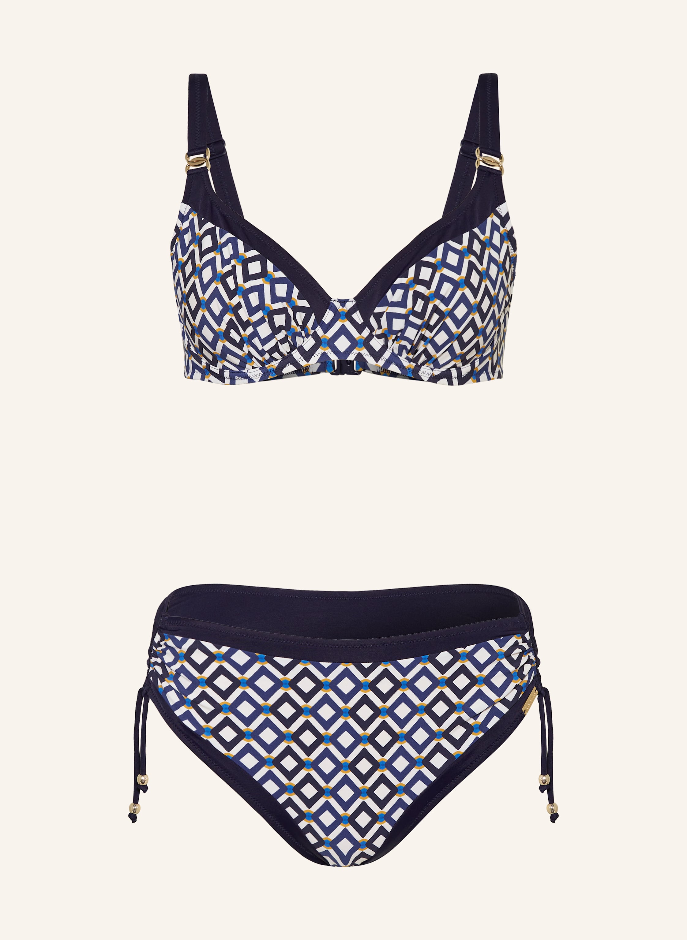 Charmline Bügel Bikini SEASIDE DINING mit Shaping Effekt in dunkelblau creme blau
