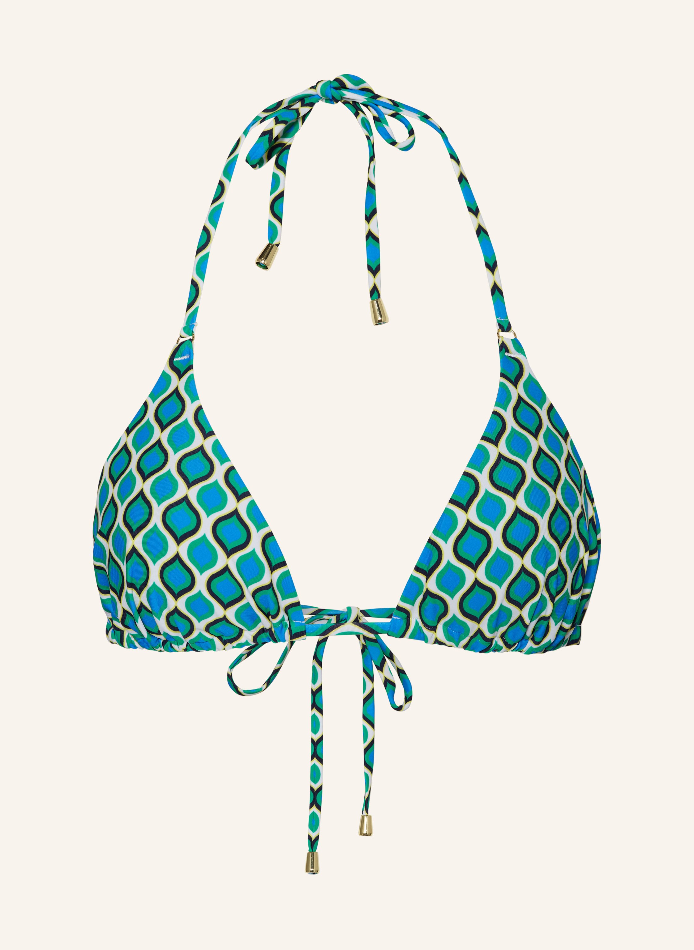 Hot Stuff Triangel Bikini Top in grün blau weiss