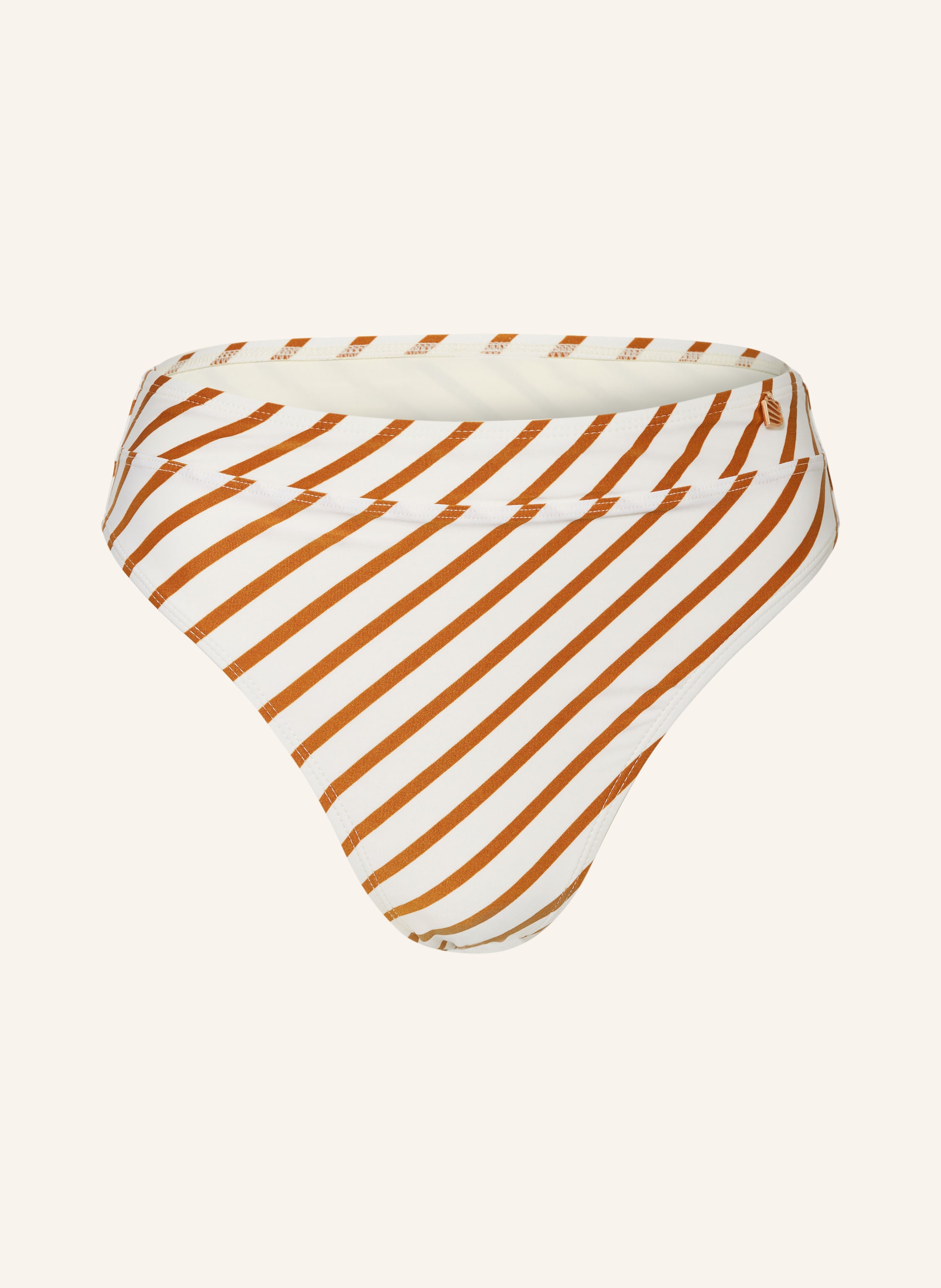 Beachlife High Waist Bikini Hose Spice Stripe In Creme Cognac