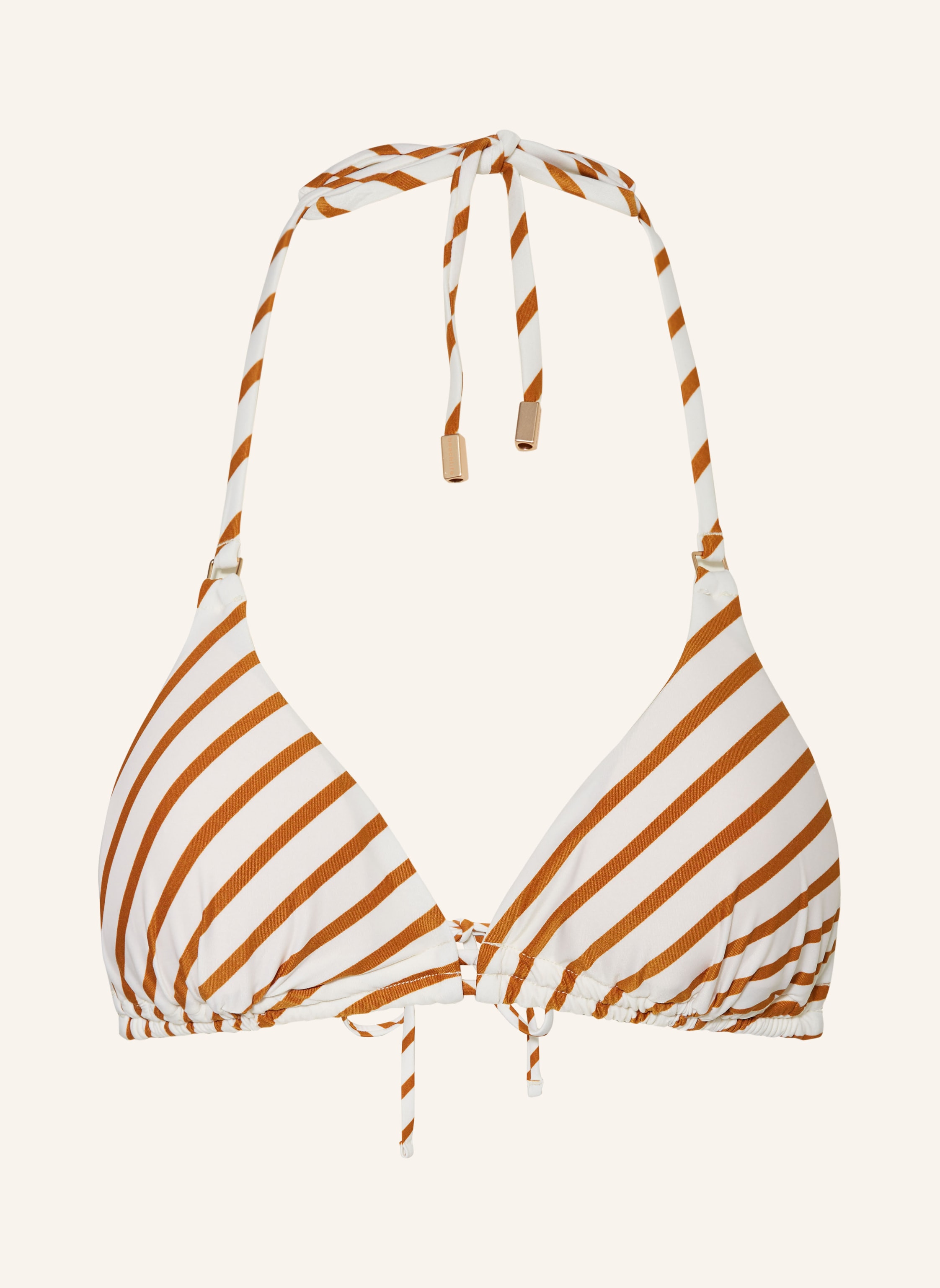 Beachlife Triangel Bikini Top Spice Stripe In Creme Cognac