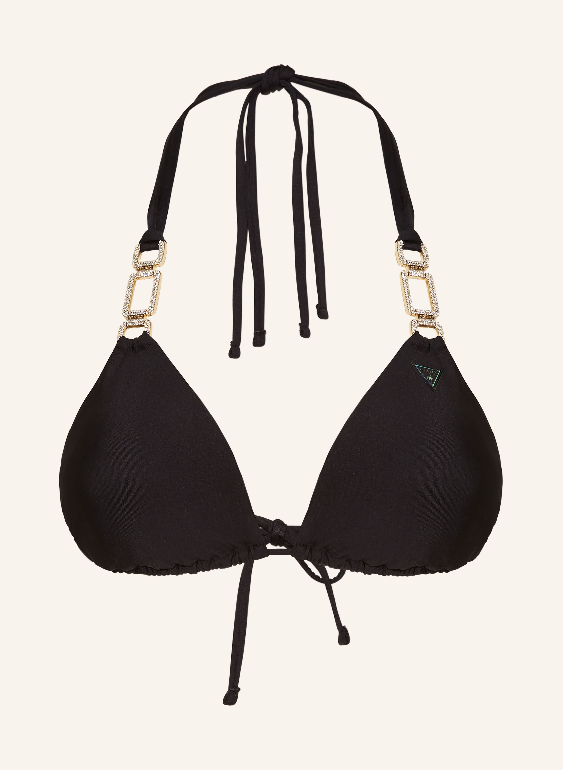 Guess Triangel Bikini Top Mit Schmucksteinen In Schwarz