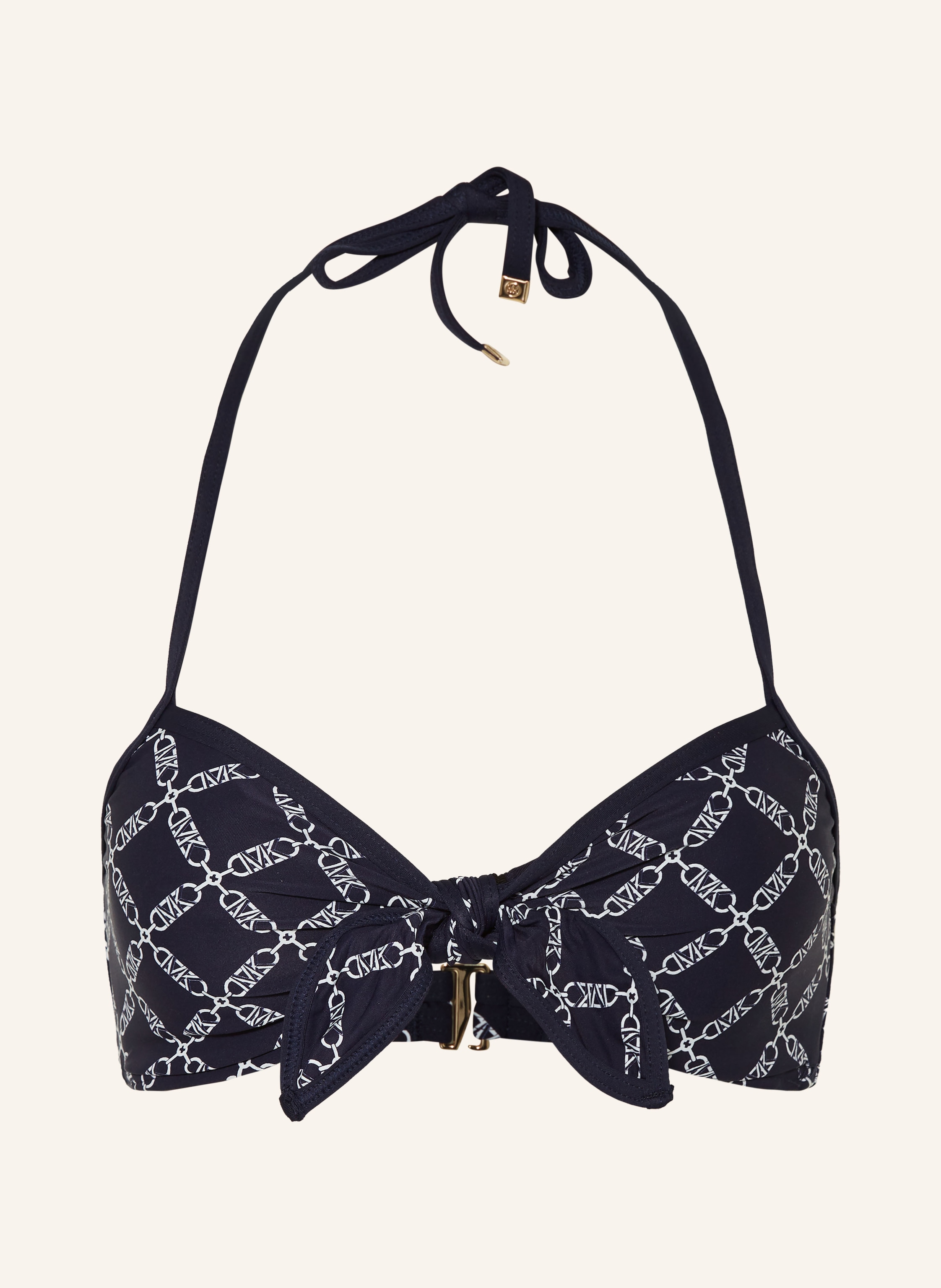 MICHAEL KORS Triangel Bikini Top EMPIRE LOGO In Dunkelblau Weiss