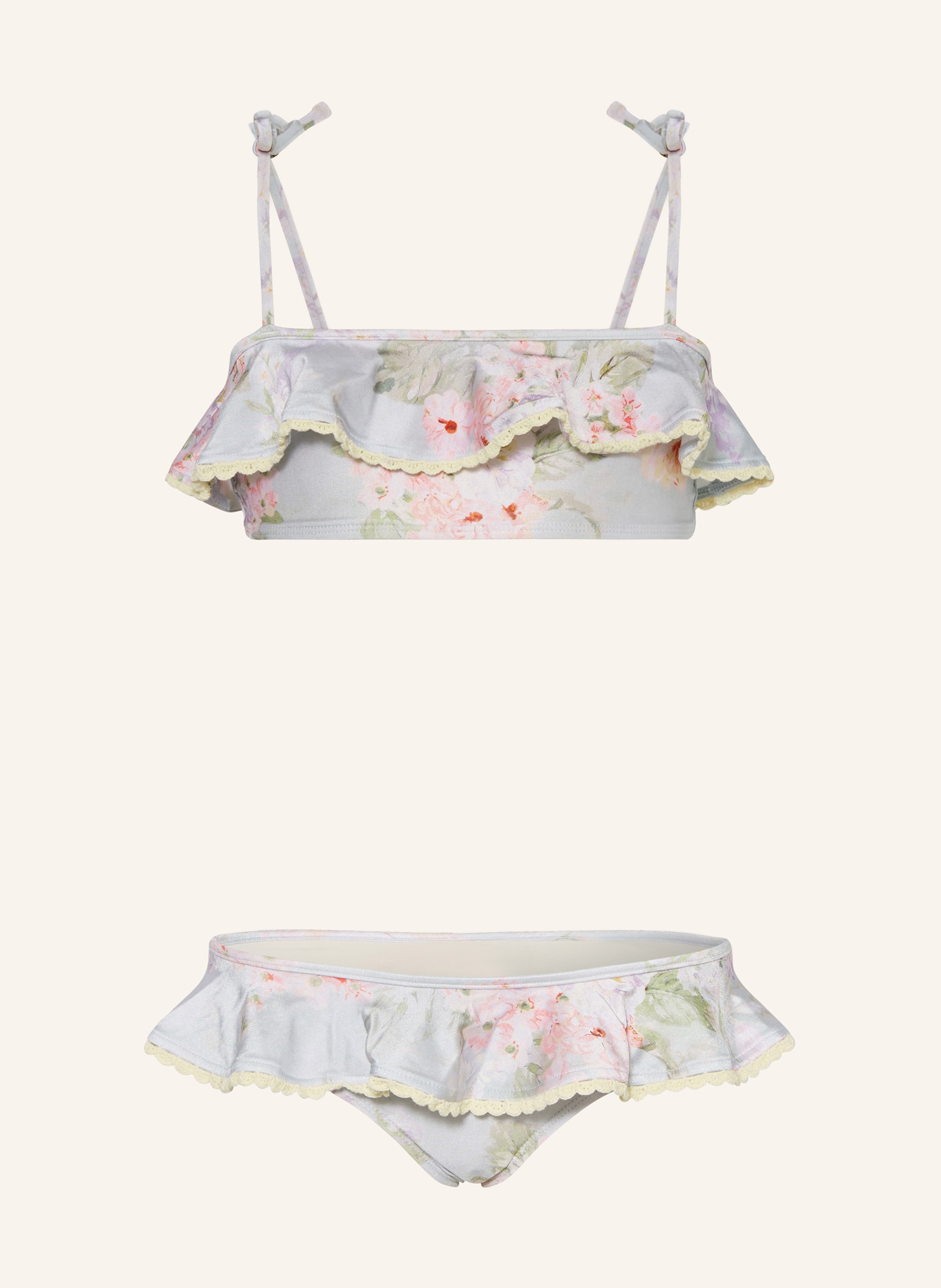 Zimmermann Bustier Bikini Halliday In Hellblau Rosa Ecru