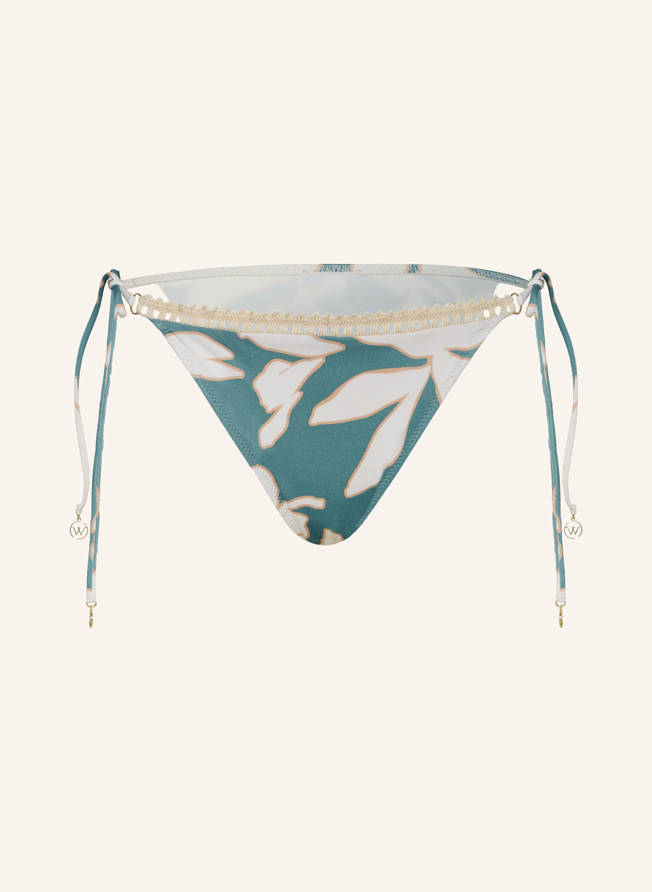 Watercult Triangel Bikini Hose FLORAL ABSTRACT In Petrol Ecru Beige