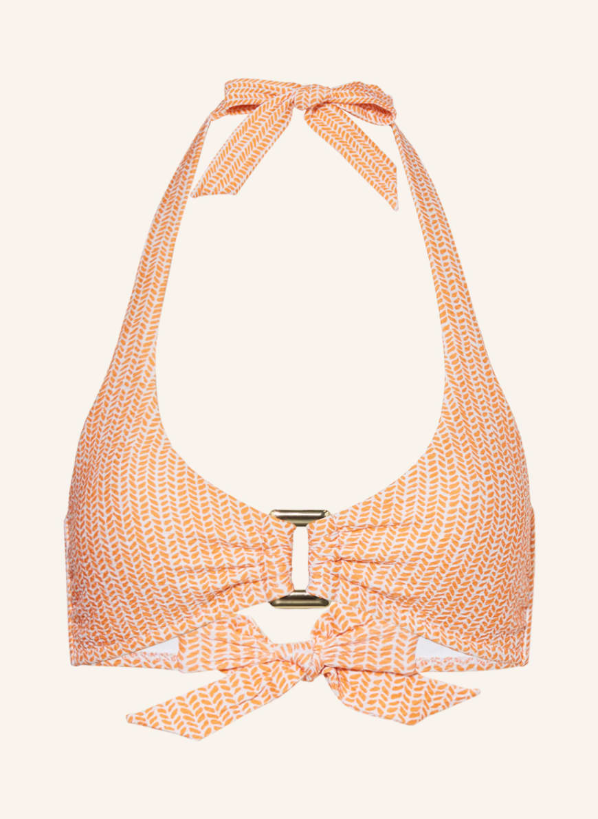 Heidi Klein Neckholder Bikini Top Waldorf Winds In Orange Ecru