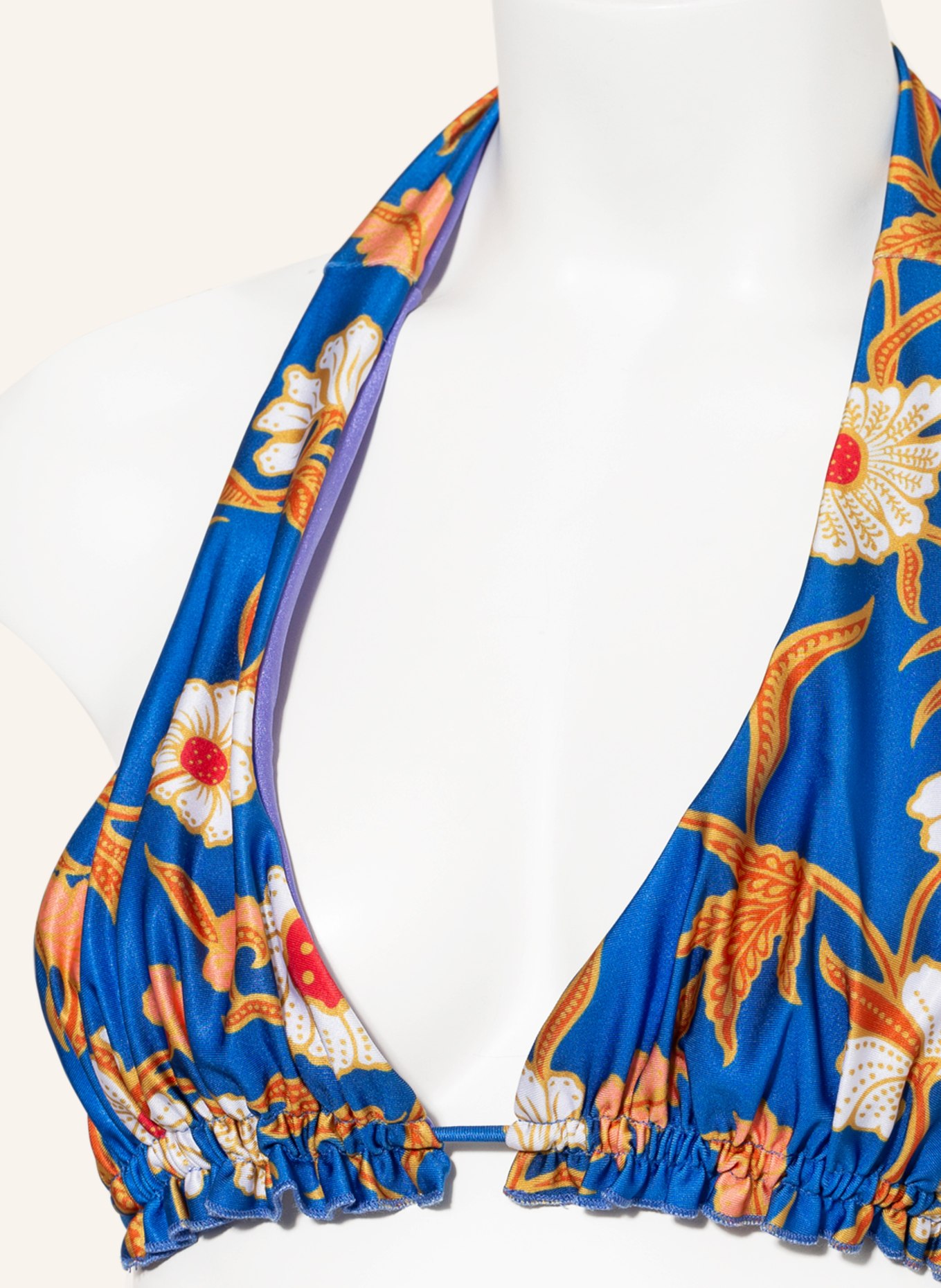 Janthee Neckholder Bikini Top Olympia In Blau Orange Dunkelgelb