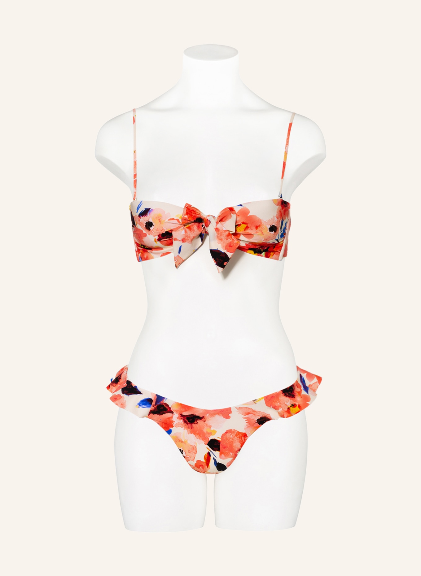 Watercult Bikini Bottoms Bloom Sentiment In Ecru Red Blue