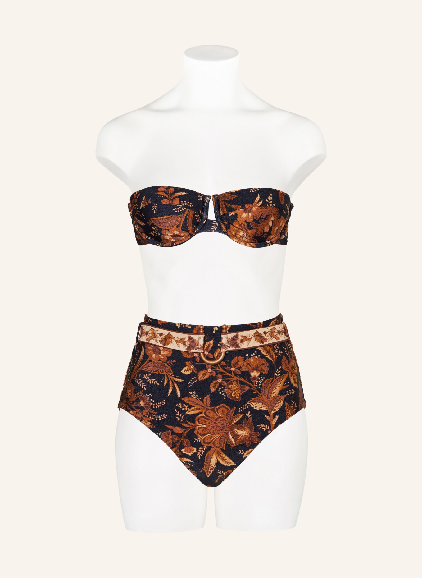Zimmermann Bandeau Bikini Top Junie In Dunkelblau Dunkelorange Rot