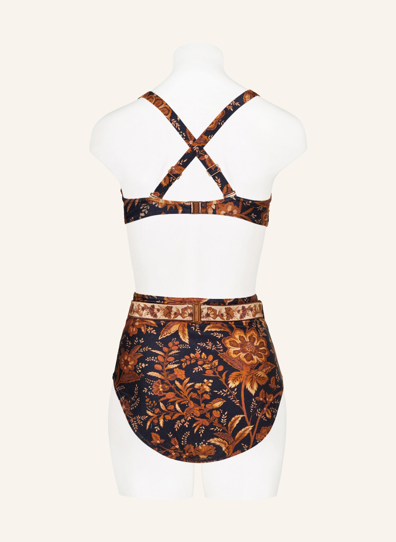 Zimmermann Bandeau Bikini Top Junie In Dunkelblau Dunkelorange Rot