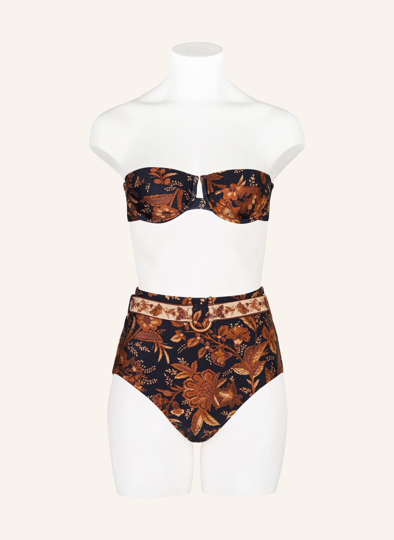 Zimmermann High Waist Bikini Hose Junie In Dunkelblau Dunkelorange Rot