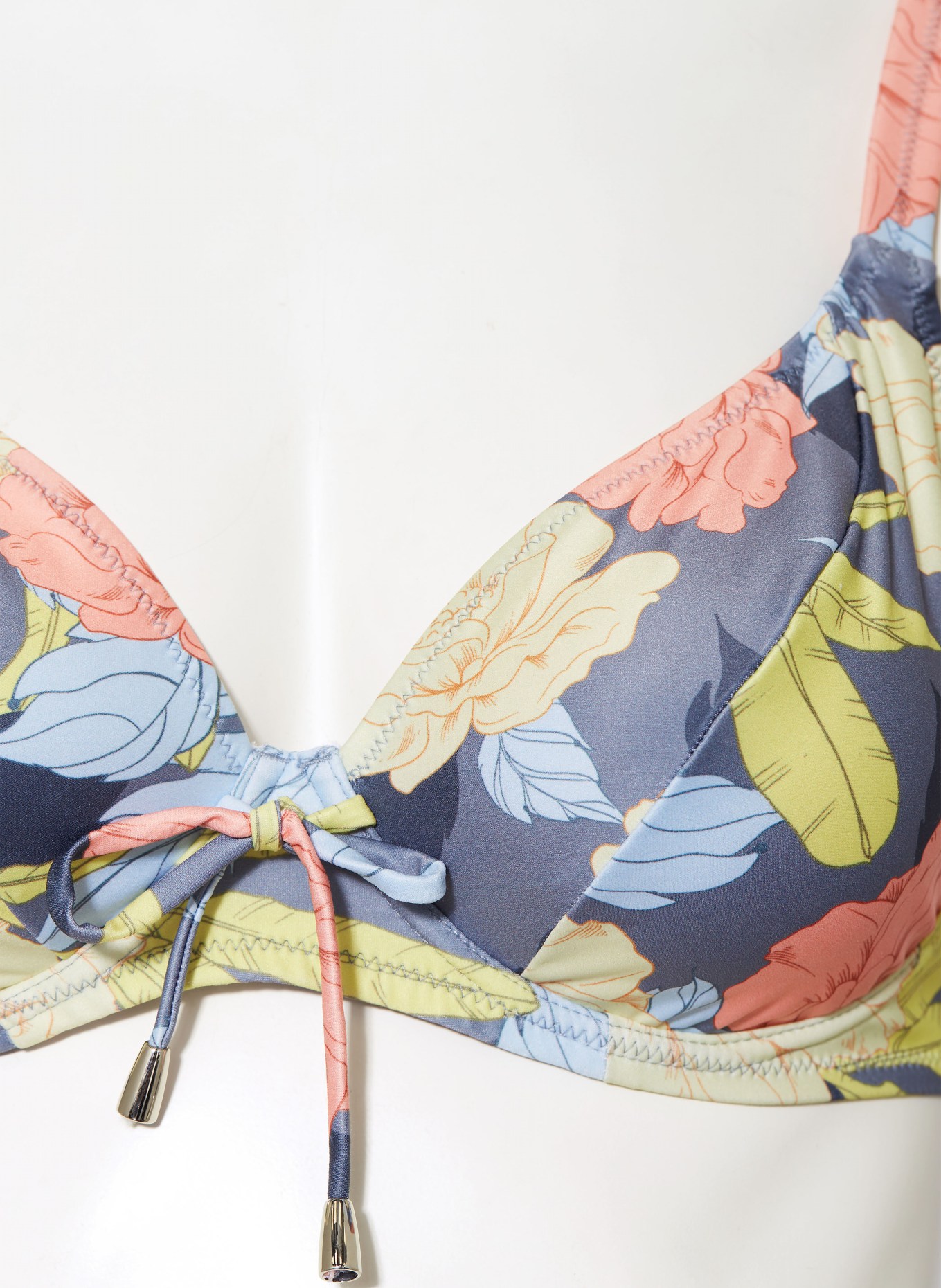 Lidea Underwired Bikini Top Flower Nostalgia In Gray Yellow Orange
