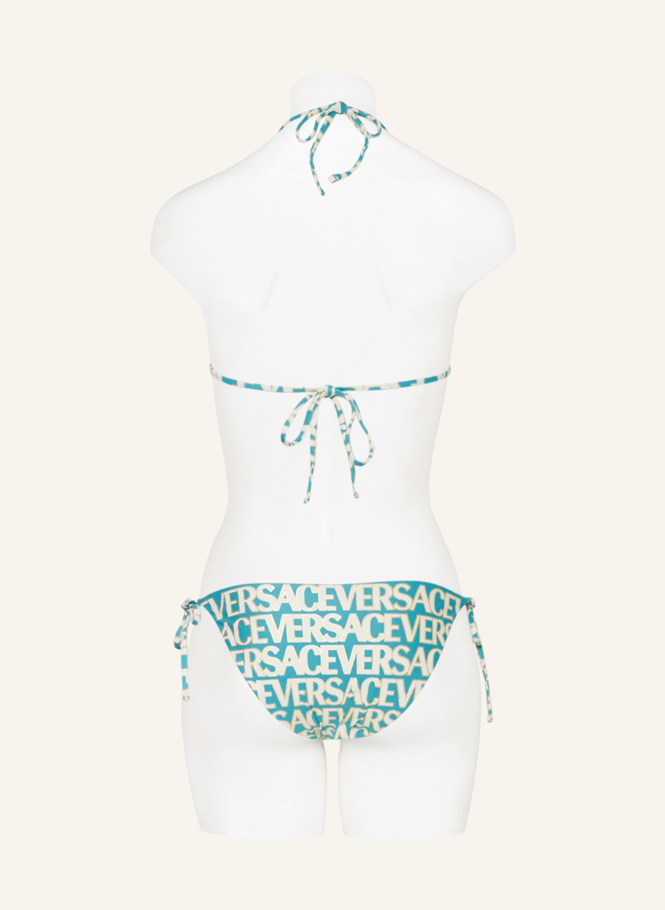 VERSACE Triangel Bikini Top mit Glitzergarn in türkis ecru Breuninger