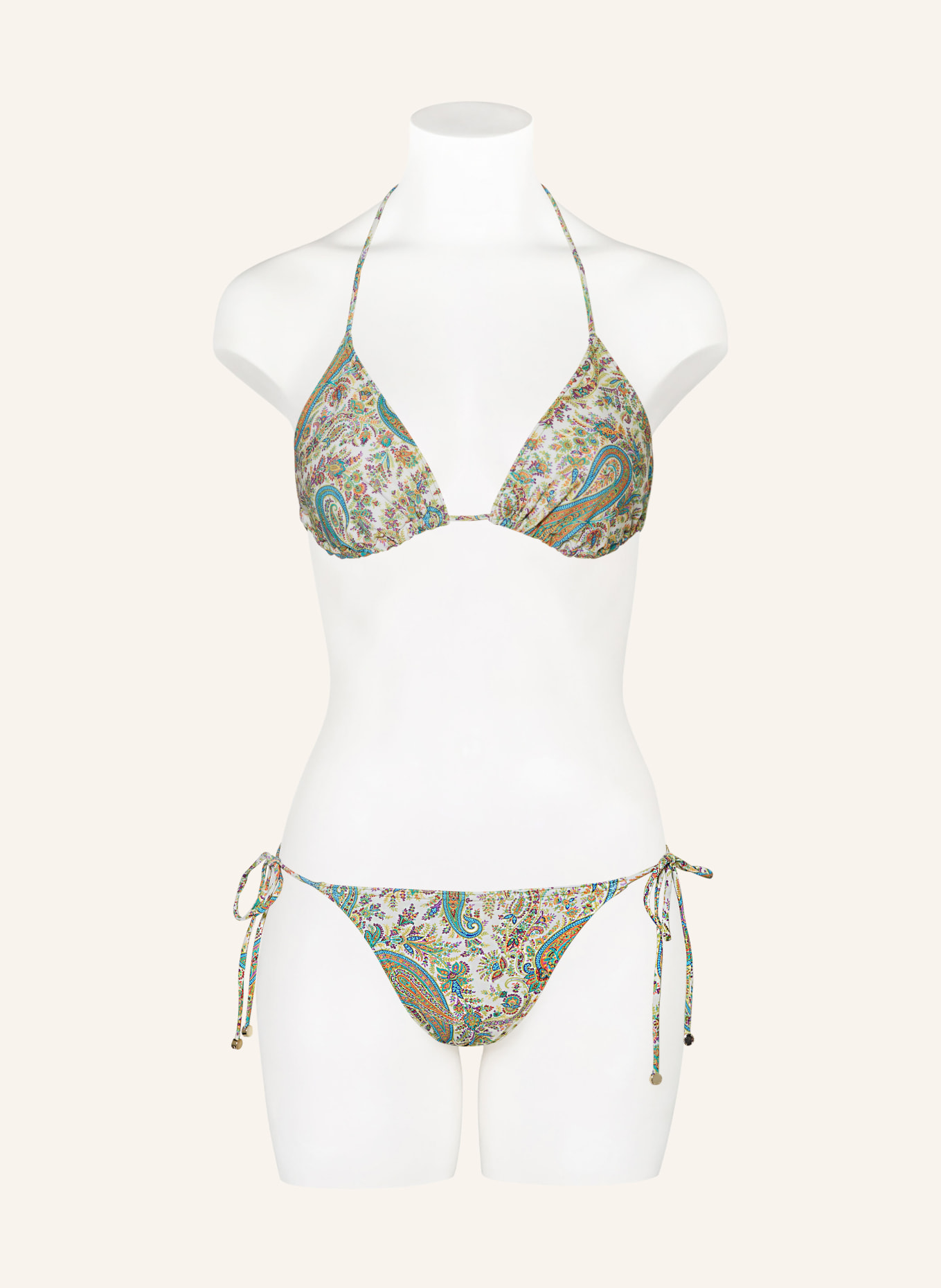 ETRO Triangel Bikini in weiss hellgrün orange