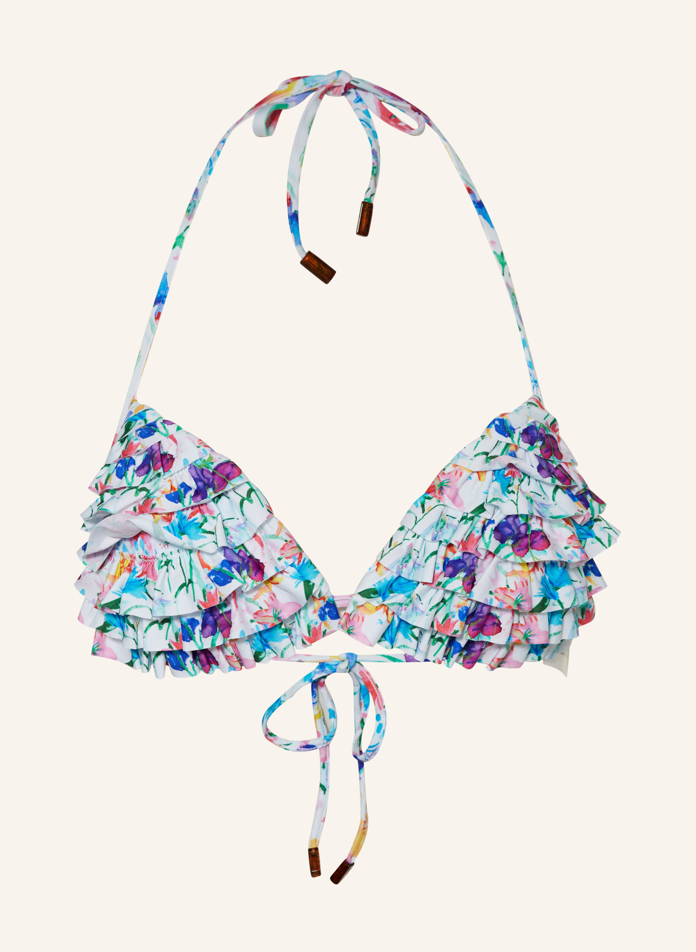 VILEBREQUIN Triangel Bikini Top HAPPY FLOWERS in weiss türkis lila