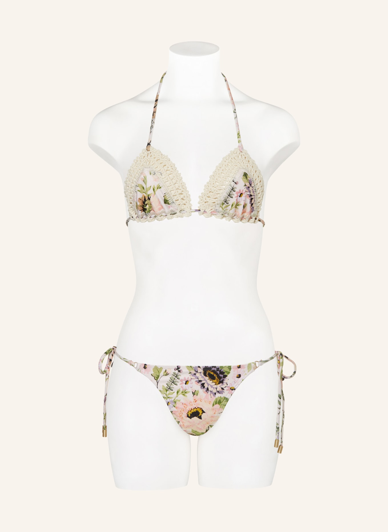 Zimmermann Triangel Bikini Halliday In Creme Rosa Hellorange