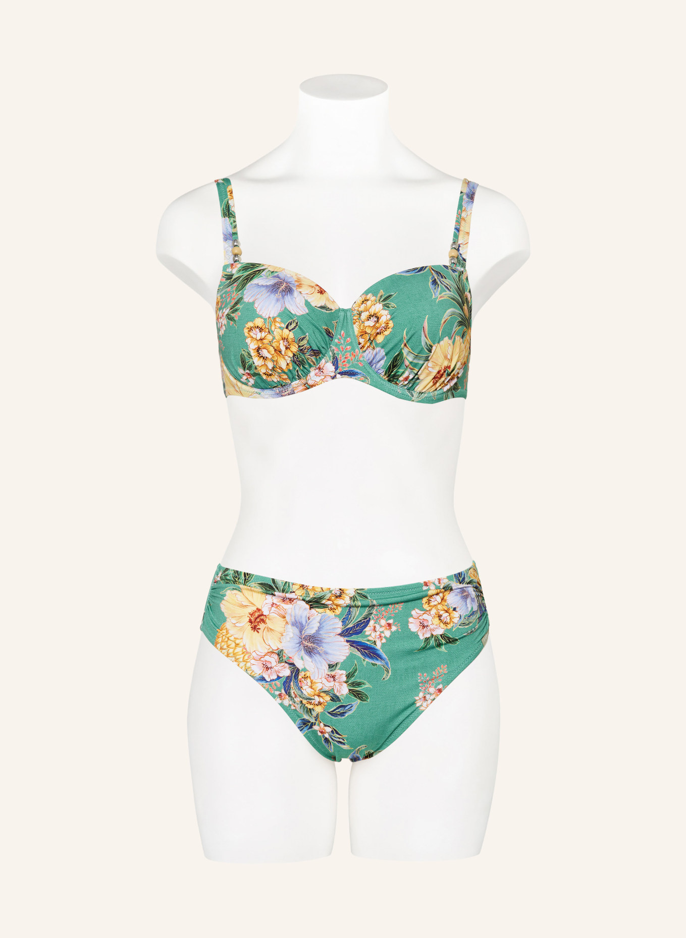 Lidea Bügel Bikini Top PINEAPPLE SEA mit Schmuckperlen in grün gelb