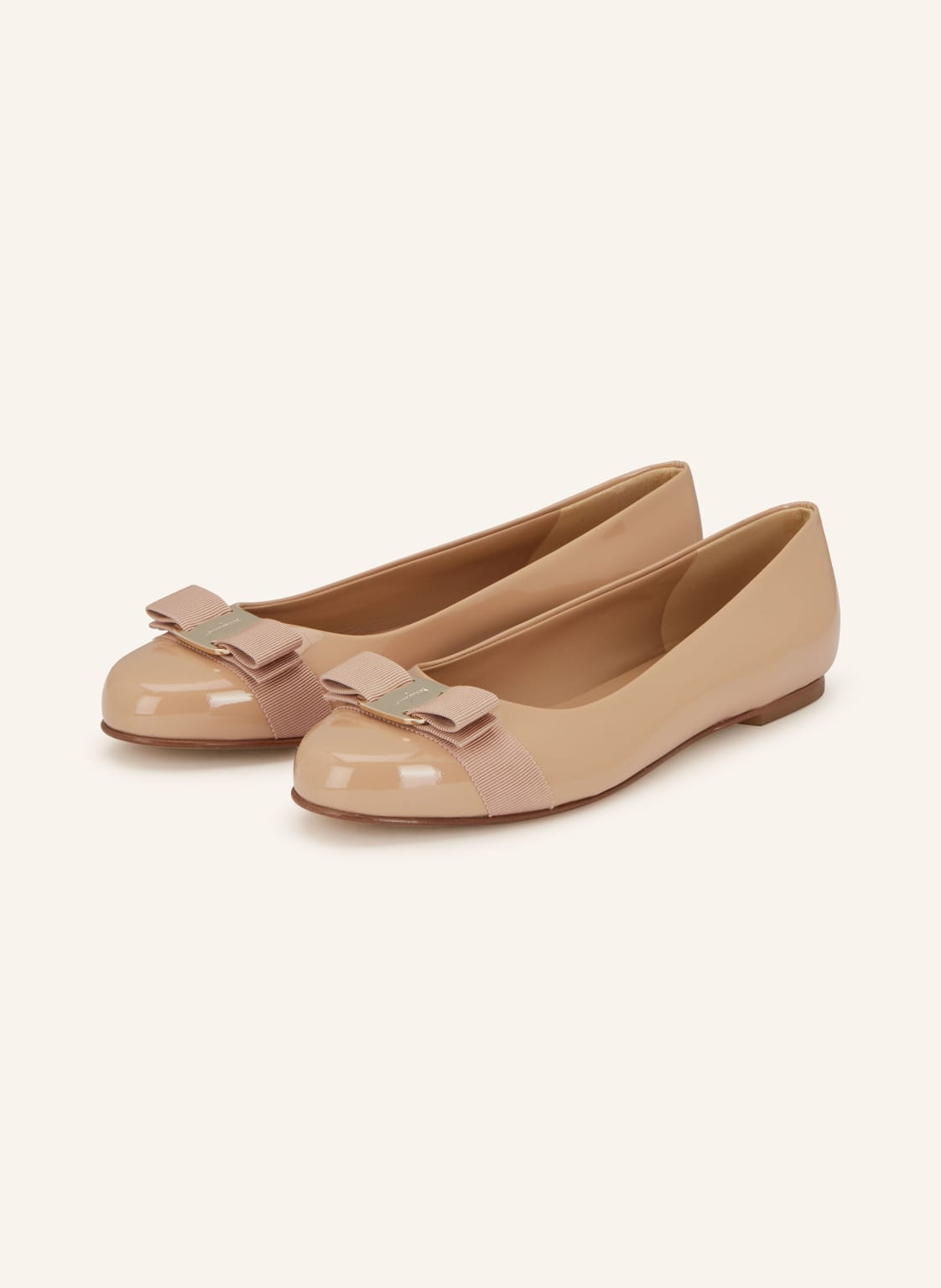 Produktový obrázek FERRAGAMO Ferragamo Lakované Baleríny Varina růžová / zlatá