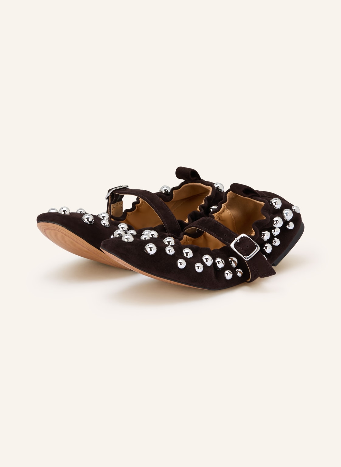 Produktový obrázek Steve Madden Steve Madden Baleríny Mary Jane Sunrays S Cvočky tmavě hnědá / stříbrná