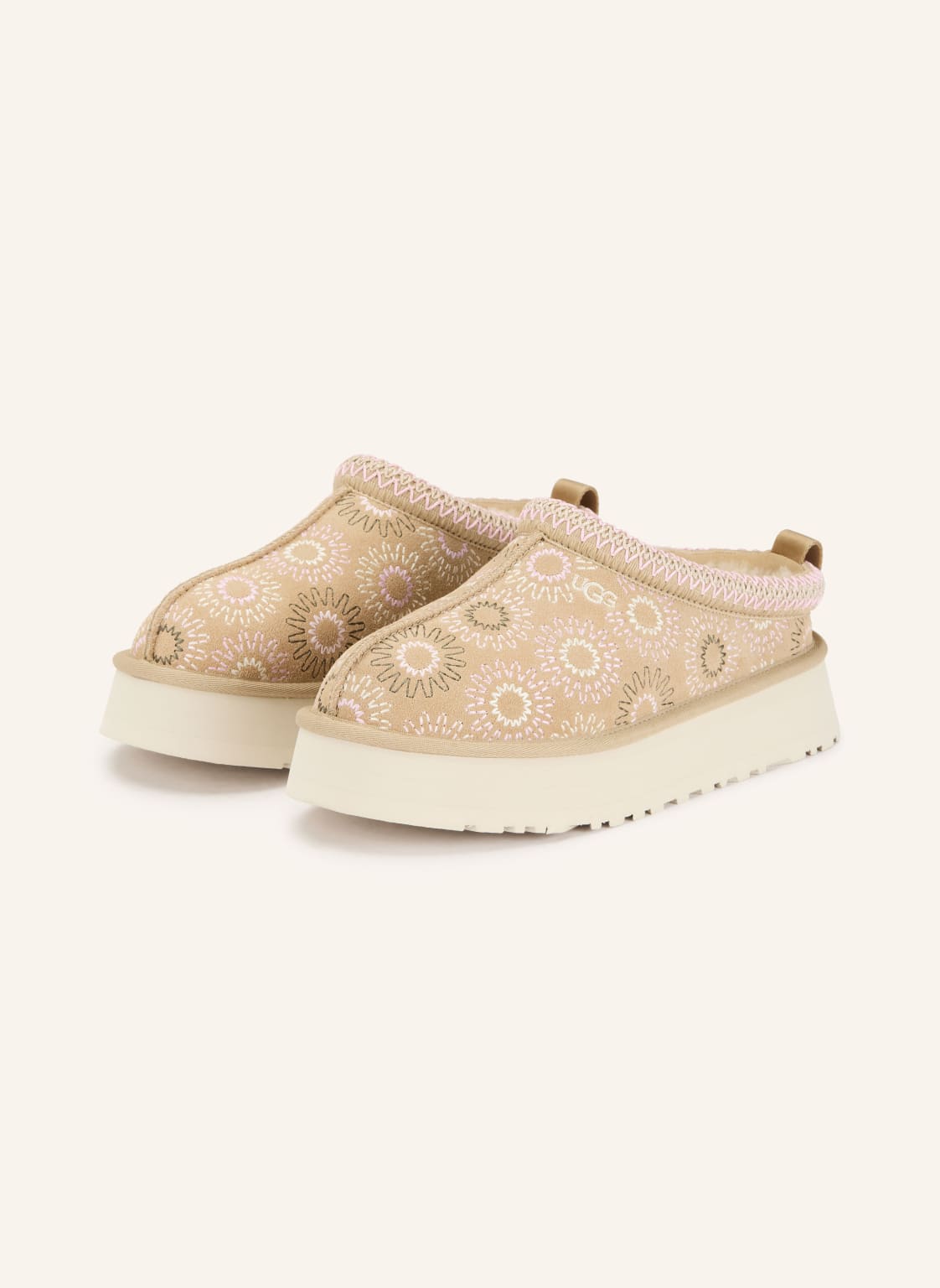 Produktový obrázek Ugg Ugg Plateau Pantofle Tazz Sun Stitch béžová / růžová / režná