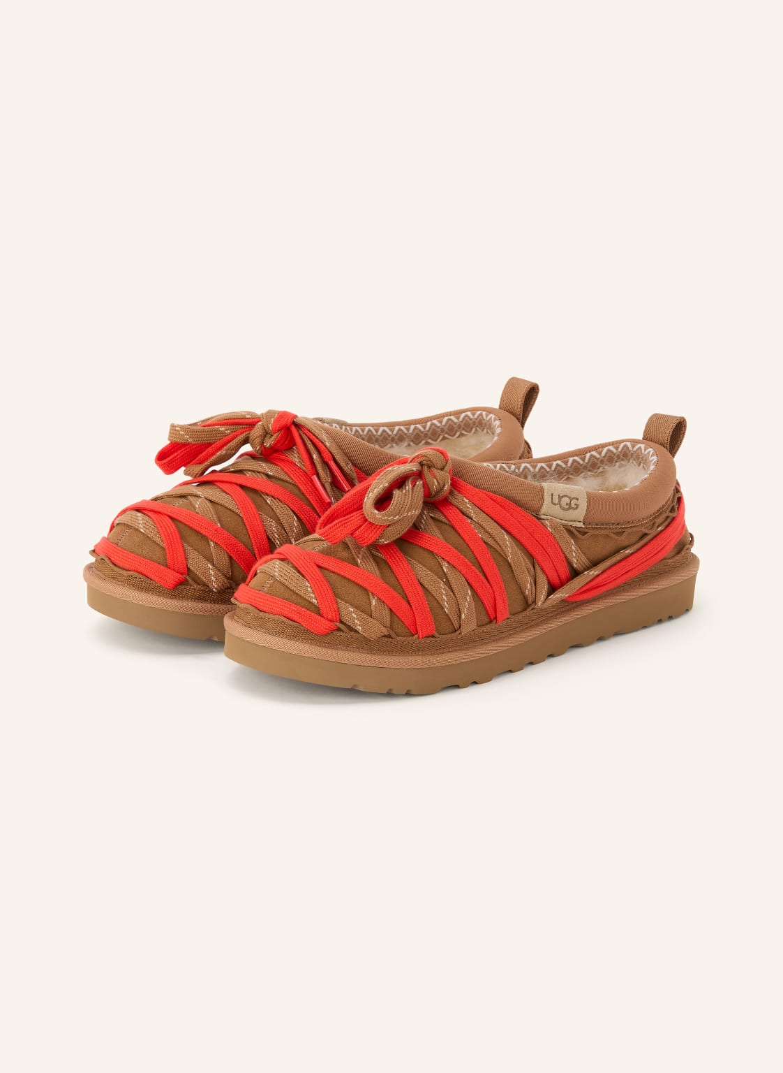 Produktový obrázek Ugg Ugg Pantofle Tasman Lace hnědá / červená