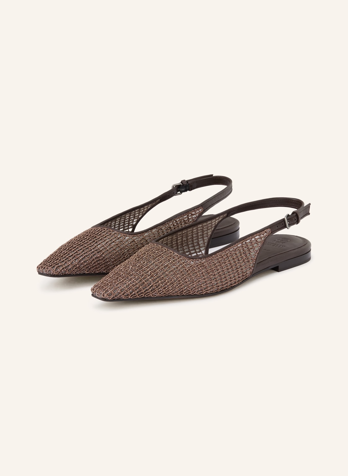 Produktový obrázek BRUNELLO CUCINELLI Brunello Cucinelli Slingballerinas S Ozdobnými Kameny tmavě hnědá / koňaková