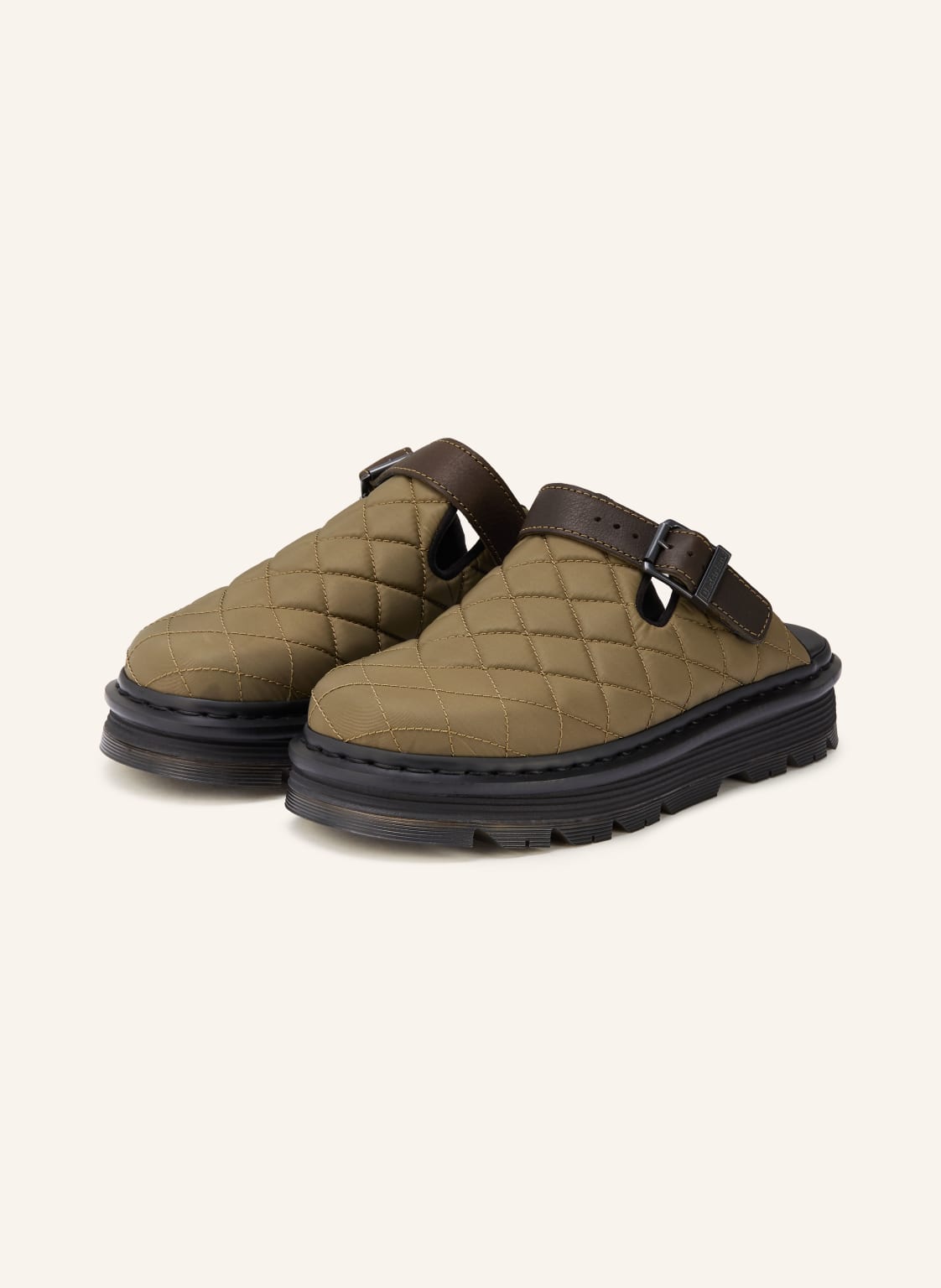 Produktový obrázek Dr. Martens Dr. Martens Pantofle Zebzag olivová / tmavě hnědá