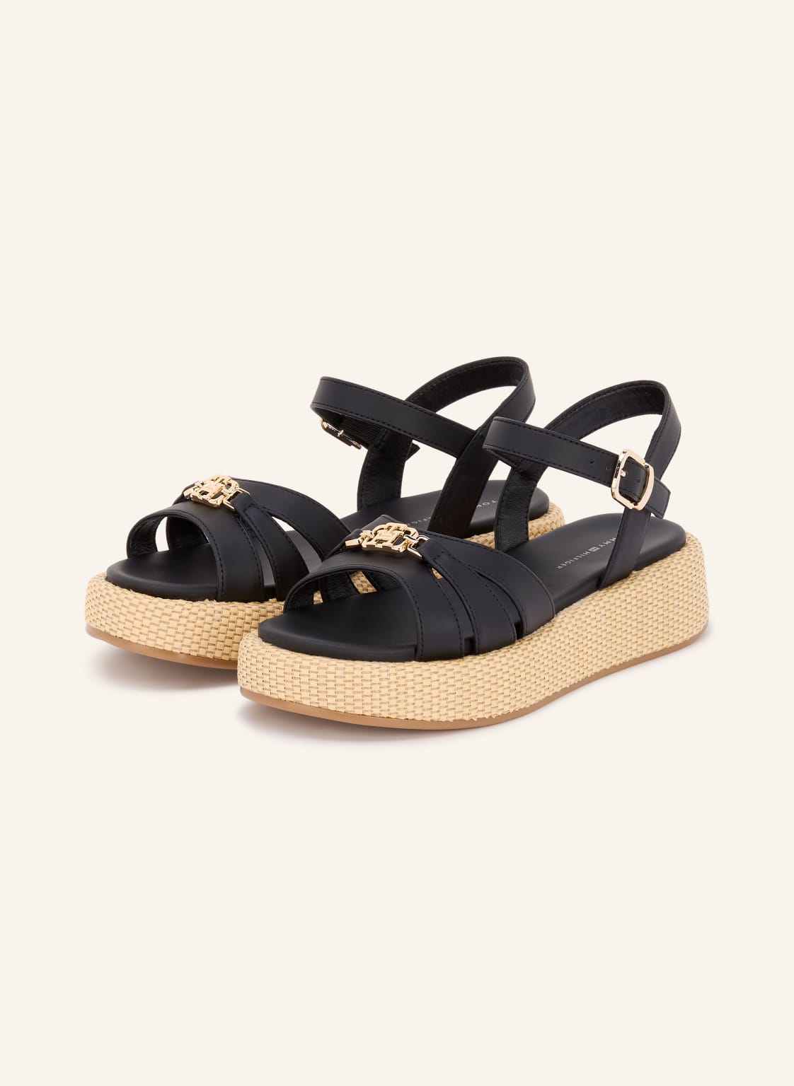 Produktový obrázek Tommy Hilfiger Tommy Hilfiger Sandály S Plochou Podrážkou černá / zlatá