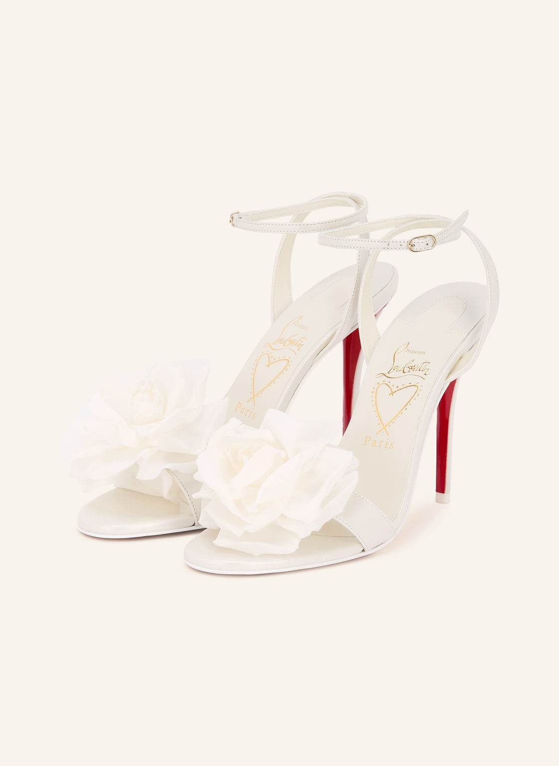 Produktový obrázek Christian Louboutin Christian Louboutin Sandály Miss Z Flora 100 bílá / zlatá