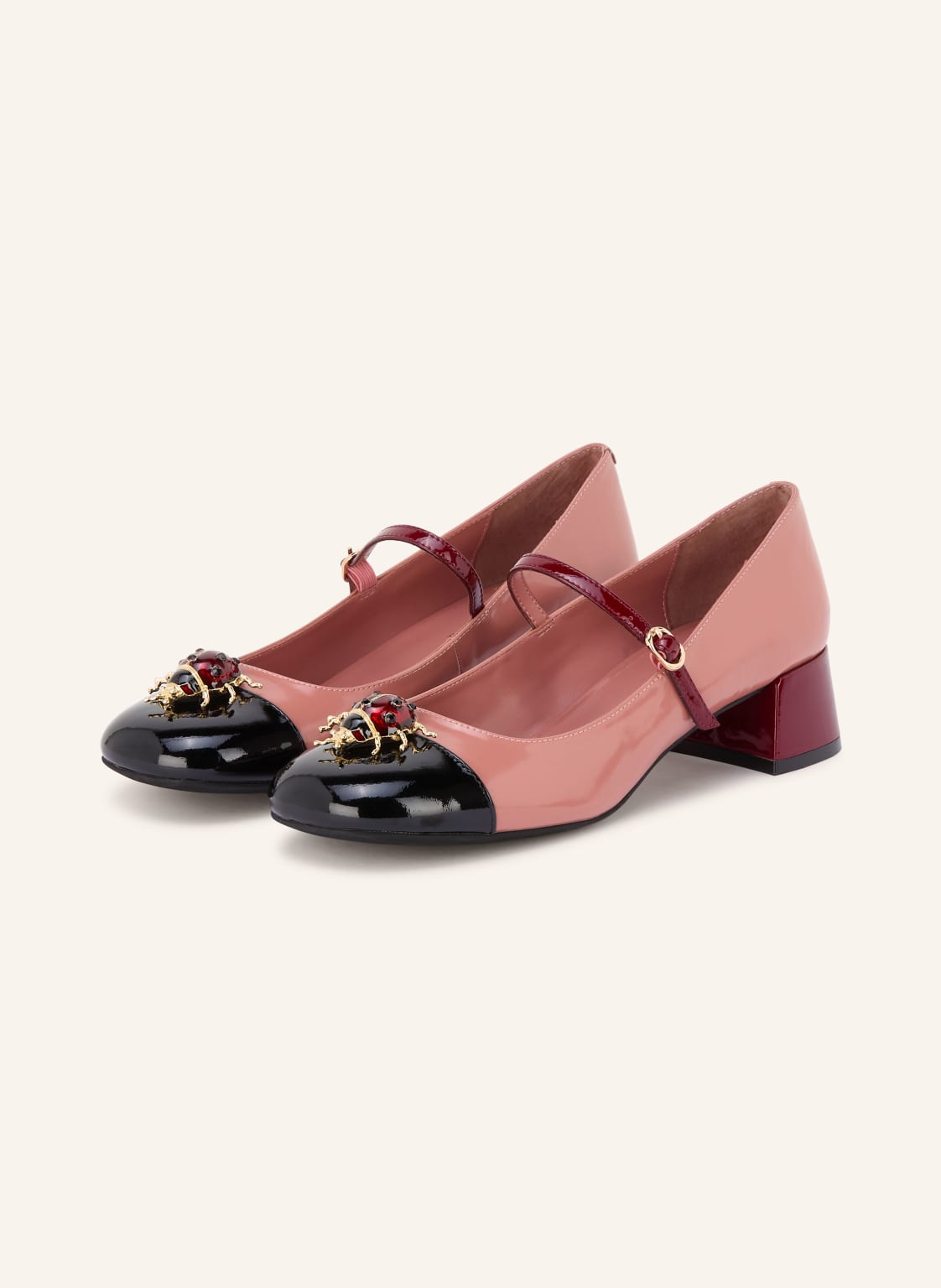 Produktový obrázek Jeffrey Campbell Jeffrey Campbell Lodičky Mary Jane Jitterbug starorůžová / tmavě červená / černá