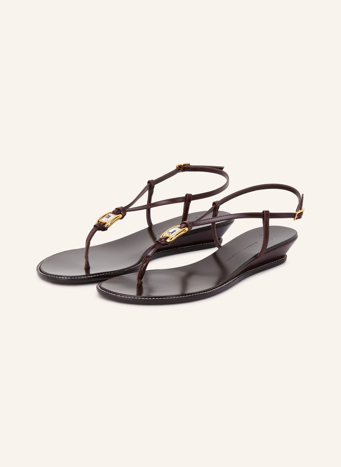 Produktový obrázek GIUSEPPE ZANOTTI DESIGN Giuseppe Zanotti Design Prstové Sandály Amhelia S Ozdobnými Kamínky tmavě hnědá / zlatá