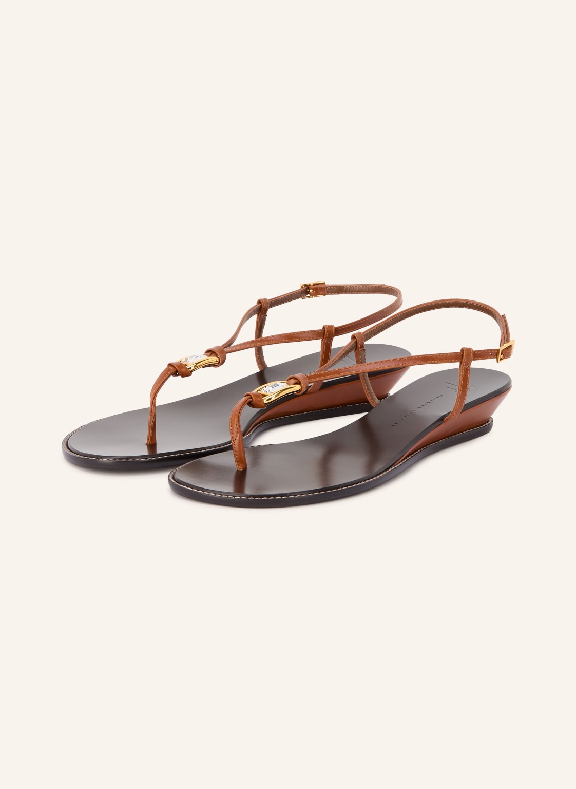 Produktový obrázek GIUSEPPE ZANOTTI DESIGN Giuseppe Zanotti Design Prstové Sandály Amhelia S Ozdobnými Kamínky hnědá / zlatá