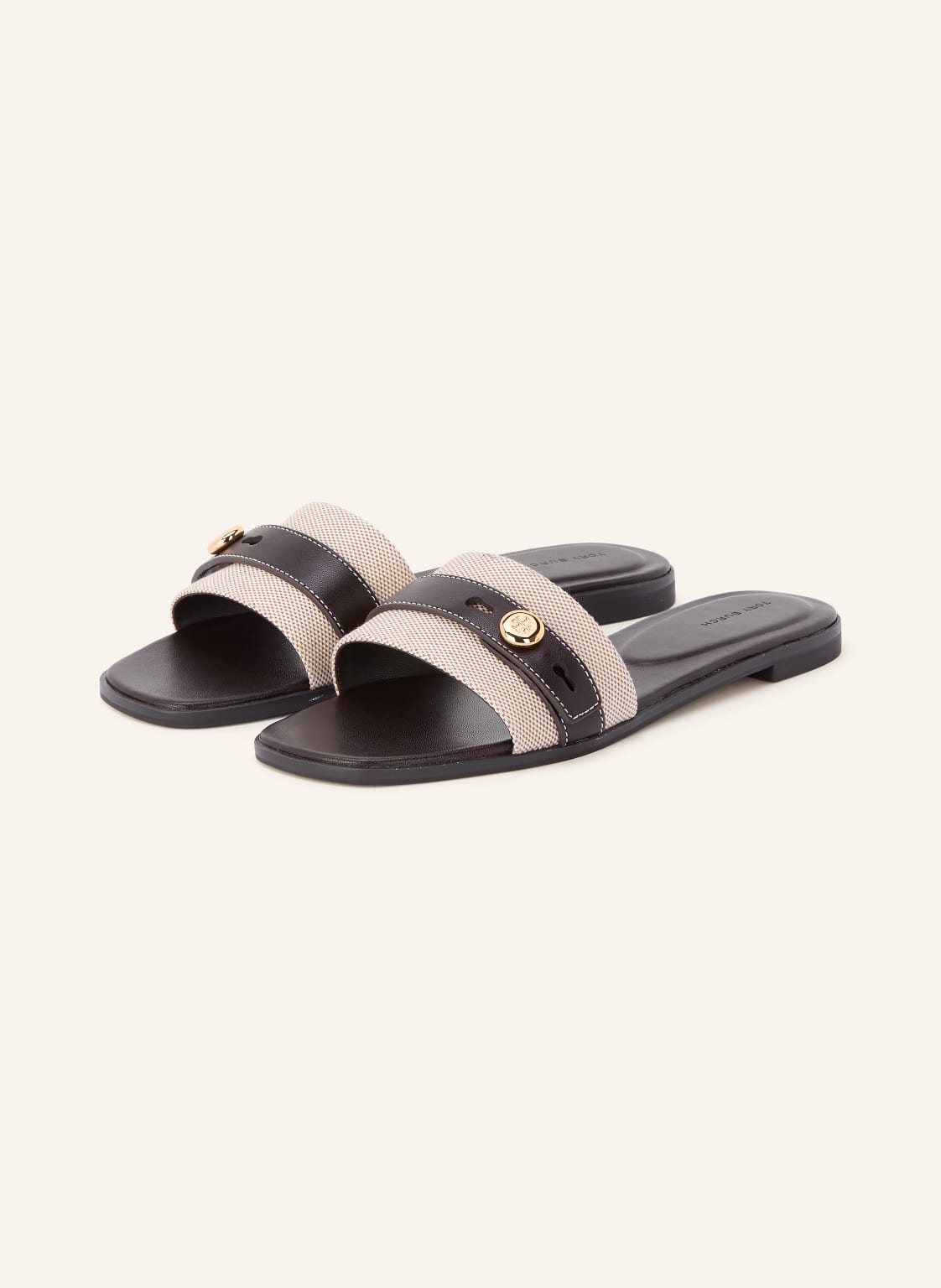 Produktový obrázek TORY BURCH Tory Burch Pantofle Romy černá / zlatá / bílá