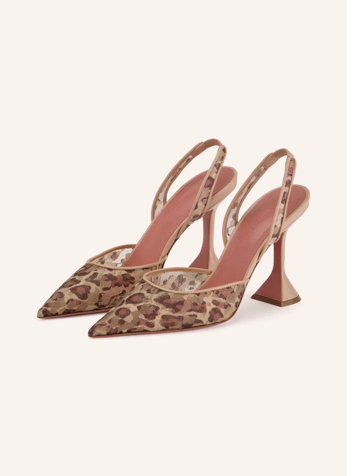 Produktový obrázek AMINA MUADDI Amina Muaddi Lodičky Holli Lace Sling 95 béžová / hnědá