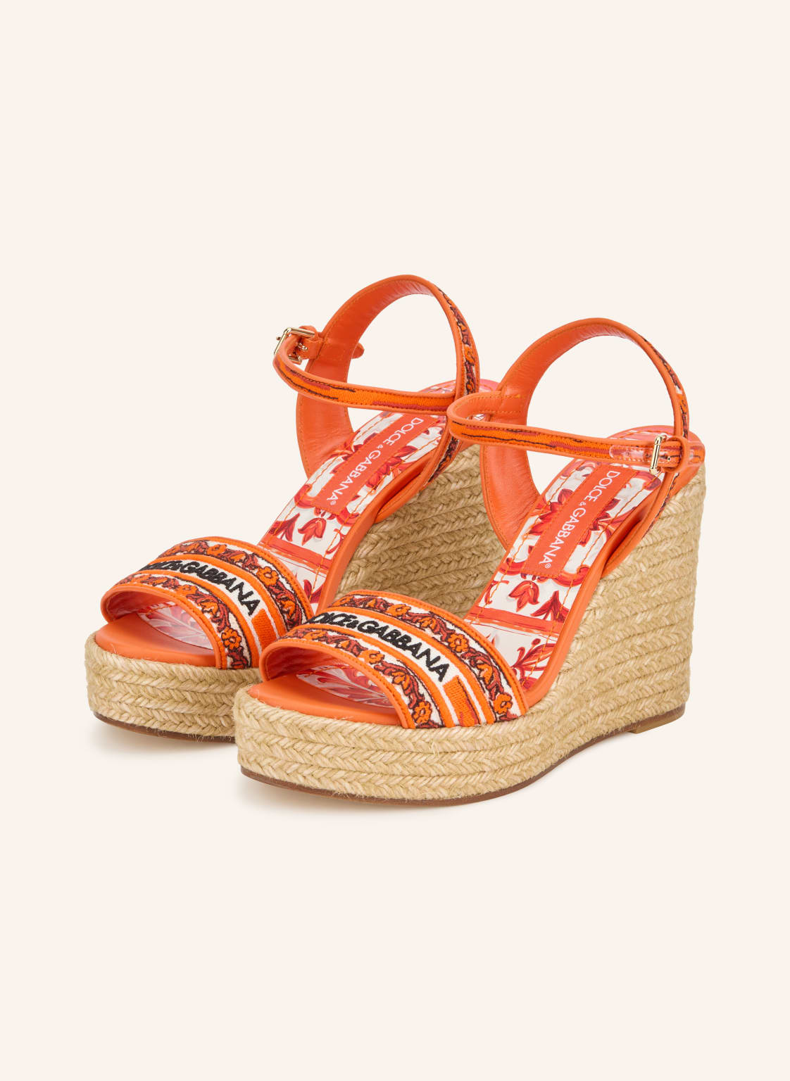 Produktový obrázek Dolce & Gabbana Dolce & Gabbana Boty Na Klínku Ricamo oranžová / zlatá / bílá