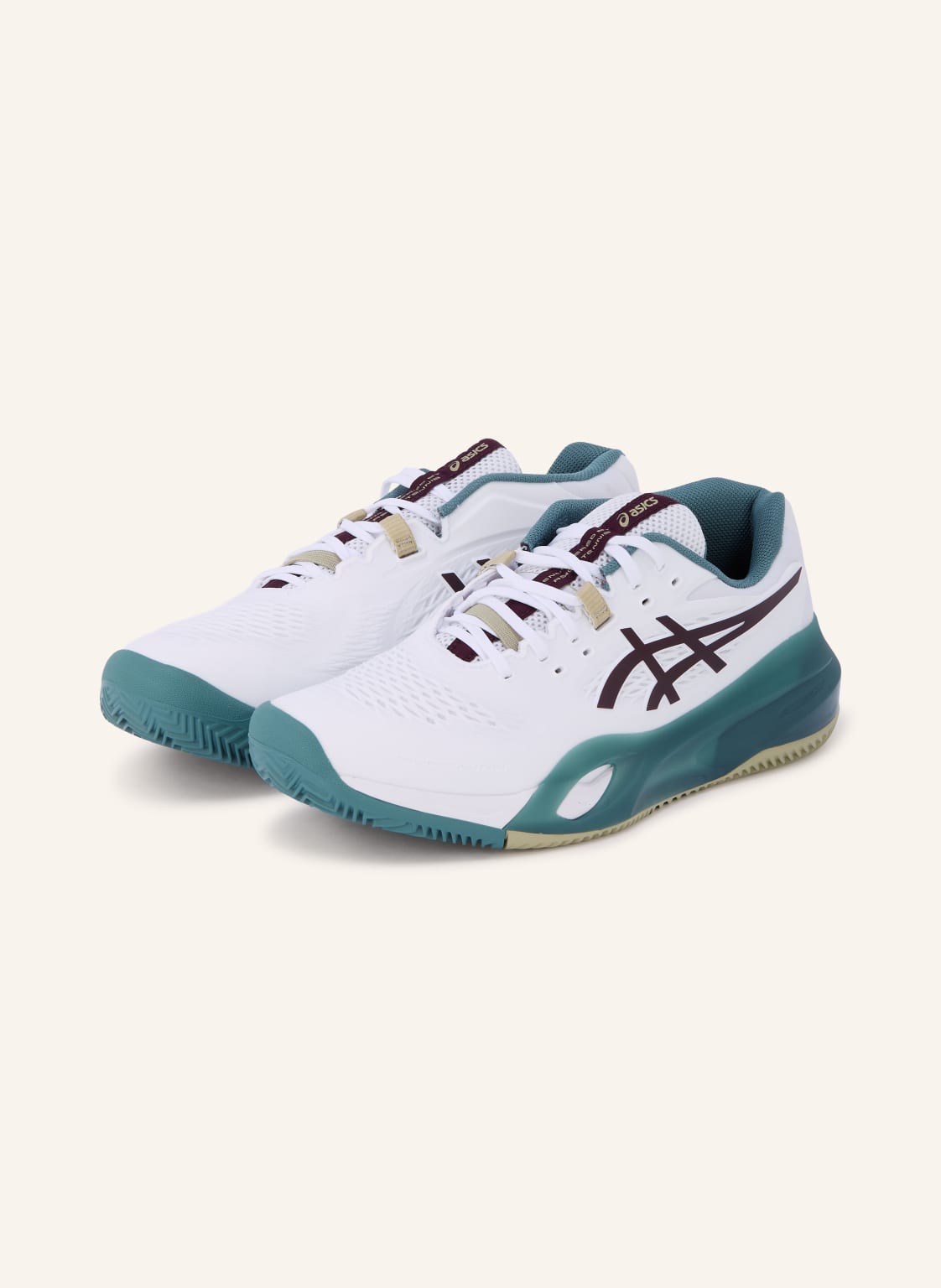 Produktový obrázek ASICS Asics Tenisové Boty Gel-Resolution X Clay bílá / tmavě hnědá / petrolejová