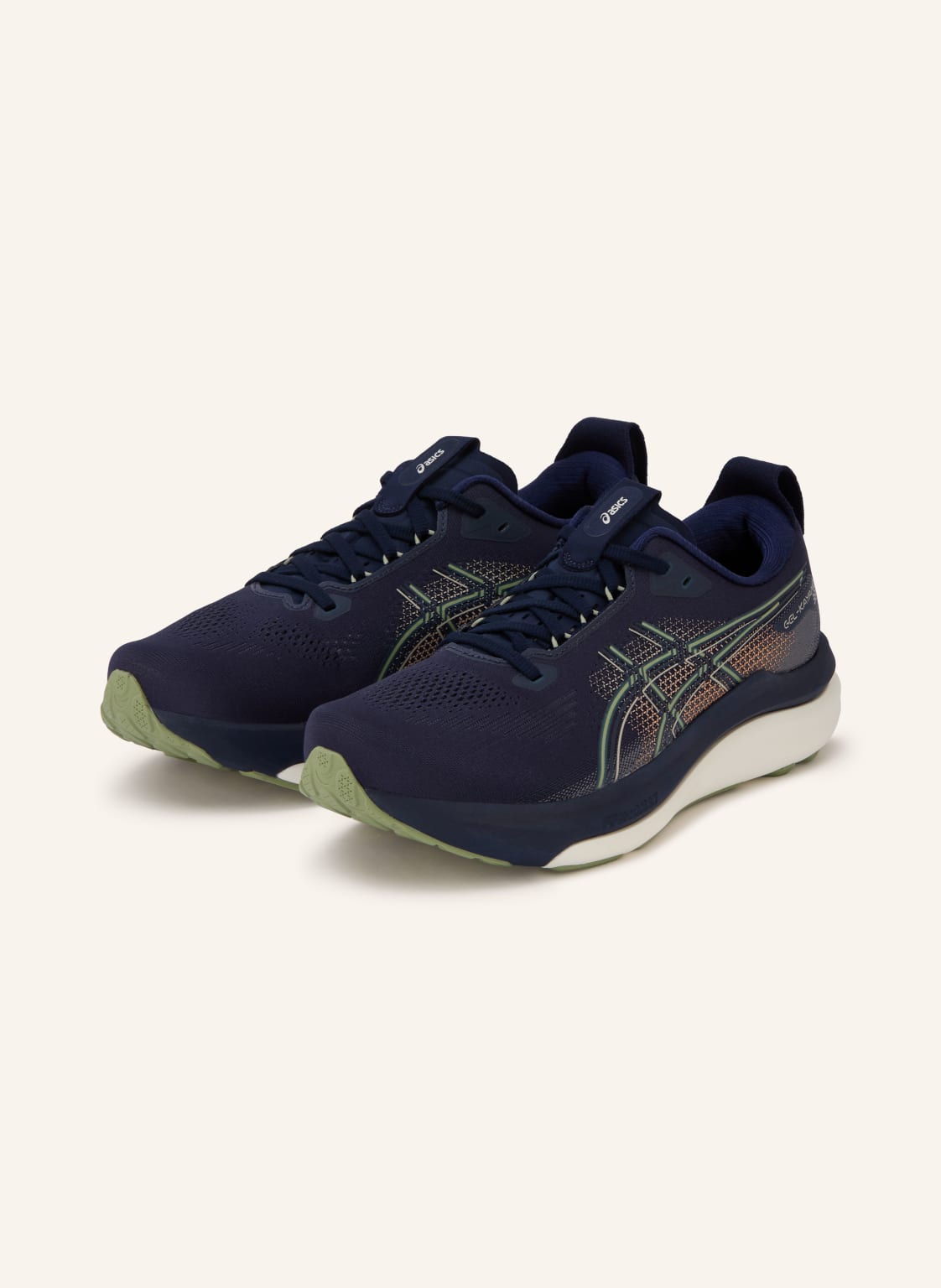 Produktový obrázek ASICS Asics Běžecké Boty Gel-Kayano 33 tmavě modrá / tmavě oranžová / světle zelená