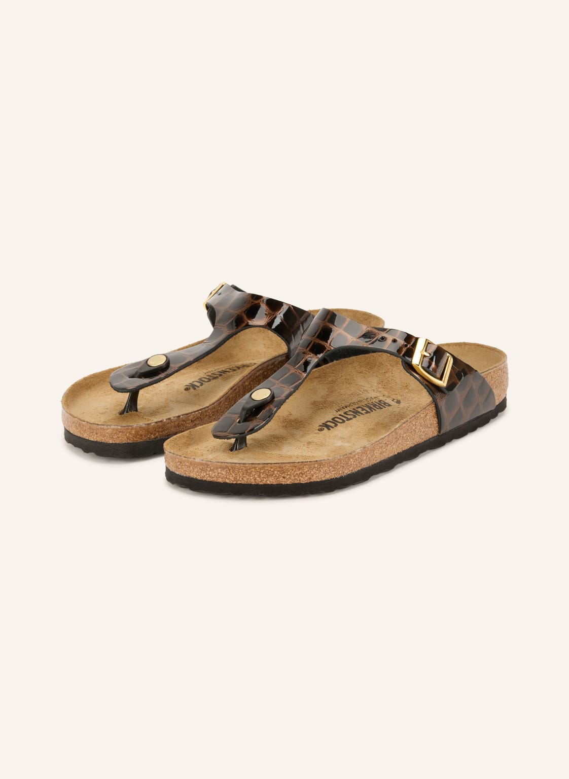 Produktový obrázek Birkenstock Birkenstock Žabky Na Podpatku Gizeh tmavě hnědá / zlatá