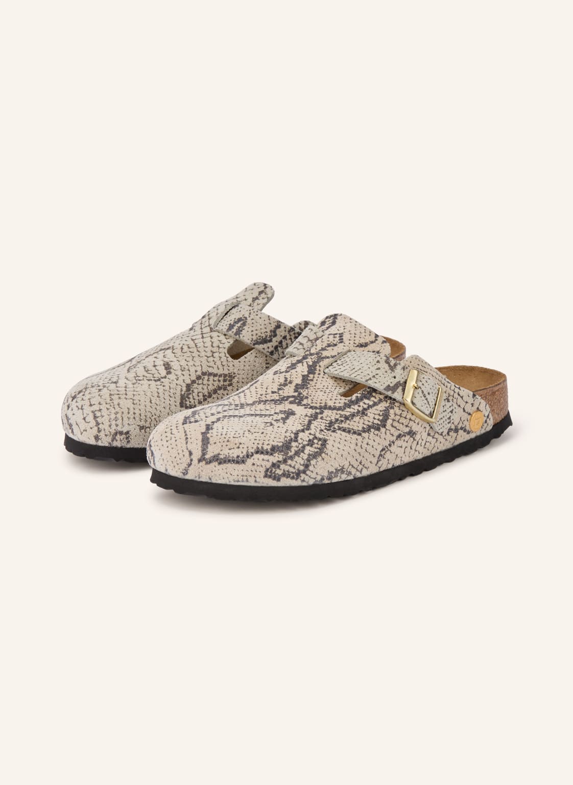 Produktový obrázek Birkenstock Birkenstock Pantofle Boston Rivet Logo světle šedá / zlatá / tmavě šedá
