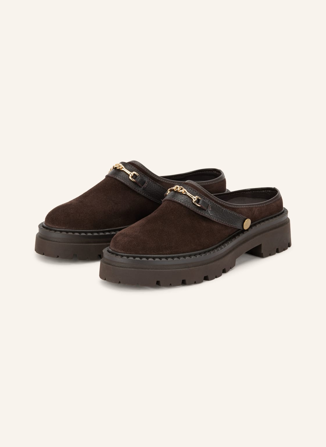 Produktový obrázek Steve Madden Steve Madden Pantofle S Platformou Karina Mules tmavě hnědá / zlatá