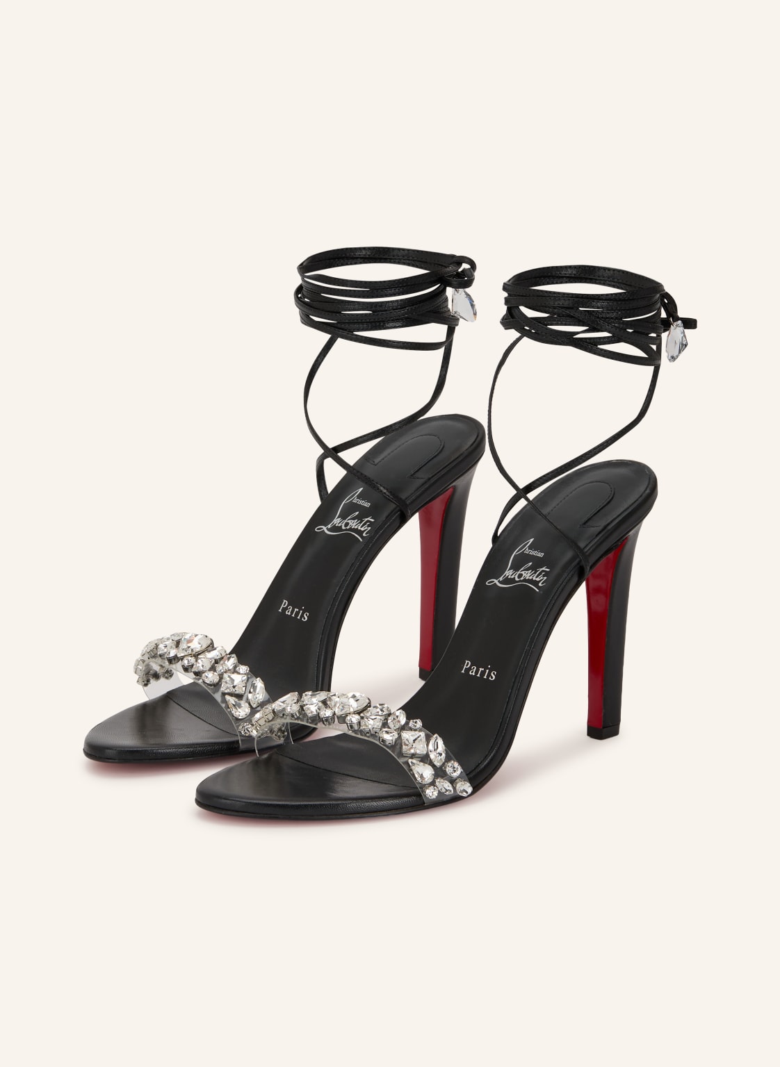 Produktový obrázek Christian Louboutin Christian Louboutin Sandály Fanny Jolly 100 S Ozdobnými Kamínky černá / stříbrná